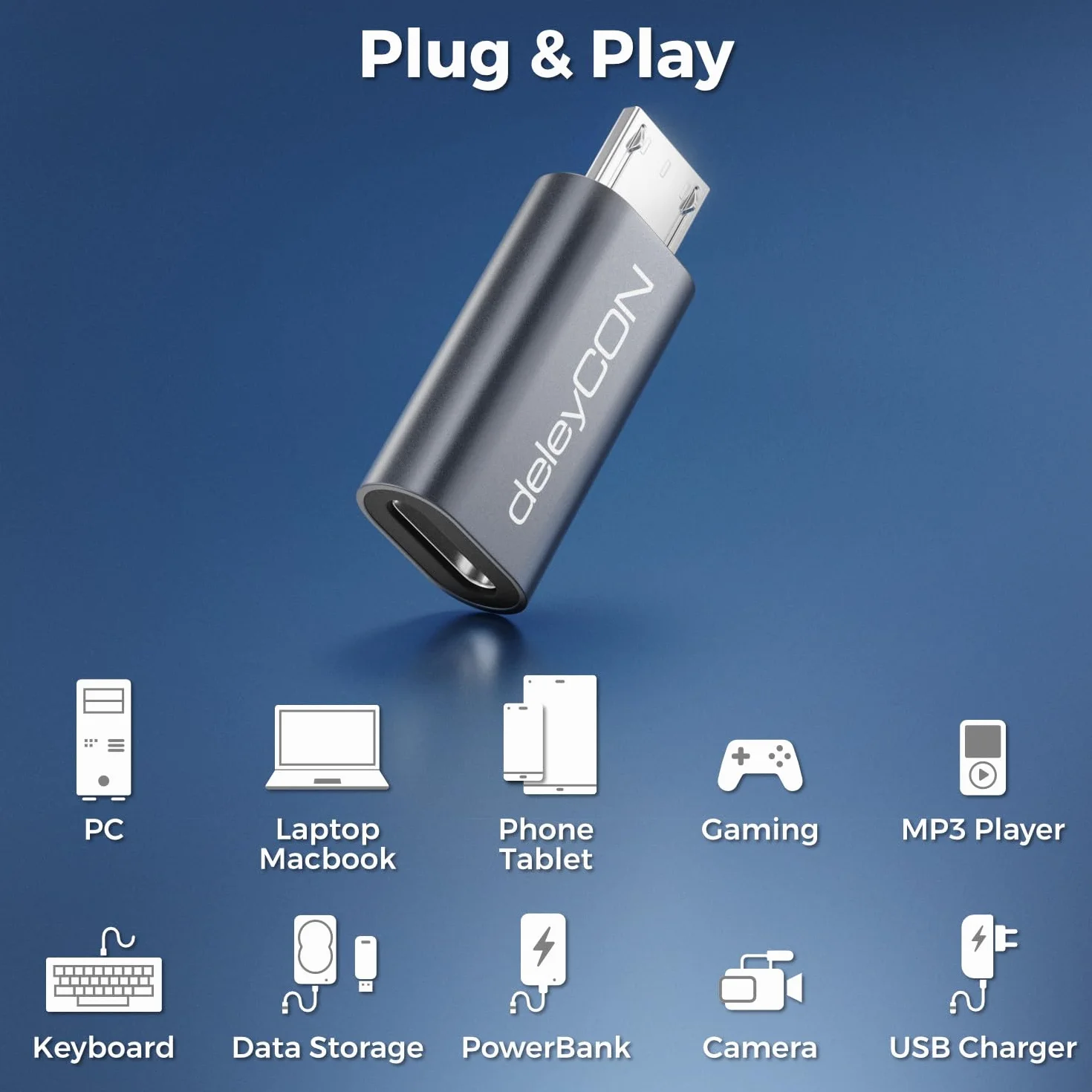 deleyCON Adapter USB-C na Micro USB 2 Szt. Gniazdo USB-C do Wtyku Micro USB Dane i ładowanie