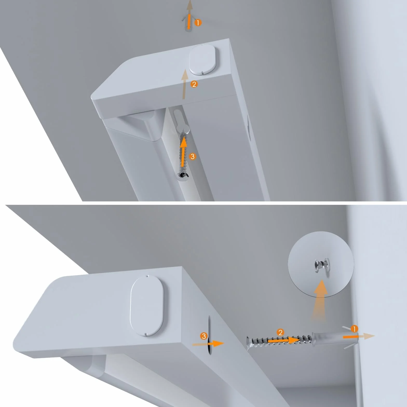 ENUOTEK Oświetlenie Szafki LED 230V Obrotowa, 54.5cm Lampa Podszafkowa Kuchennna, 3 Regulowane Kolory Światła 3000K 4000K 6500K, 8W 750 Lm, Do Kuchni i Łazienki