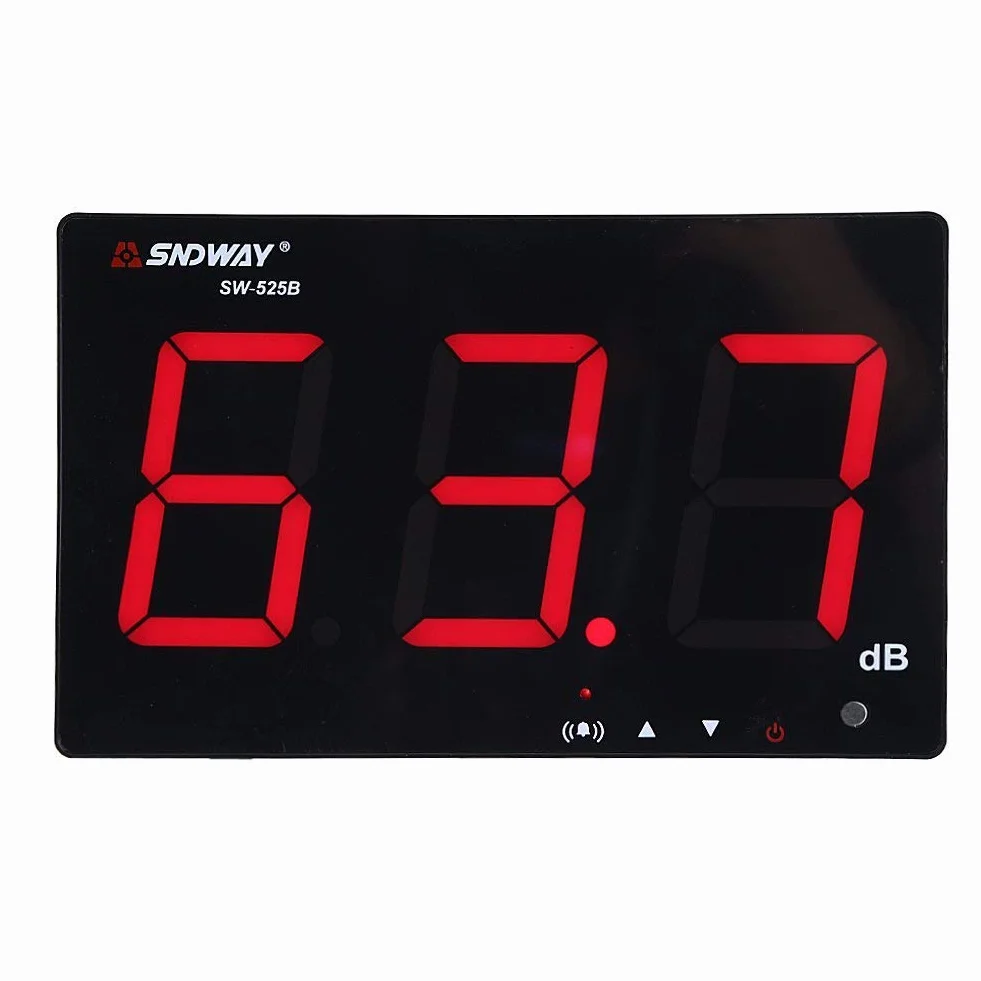 Miernik poziomu dźwięku, 30 ~ 130 db 9,6 cala LCD wiszący na ścianie decybel tester hałasu z rejestratorem danych i alarmem (SW-525B)