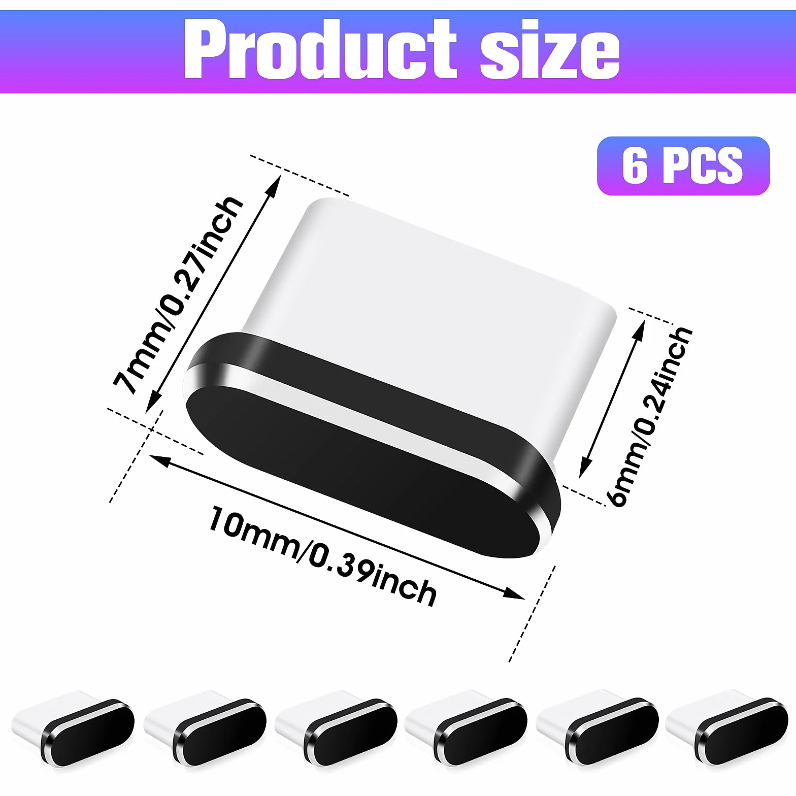 Metalowa osłona USB C przeciwpyłowa 6 sztuk