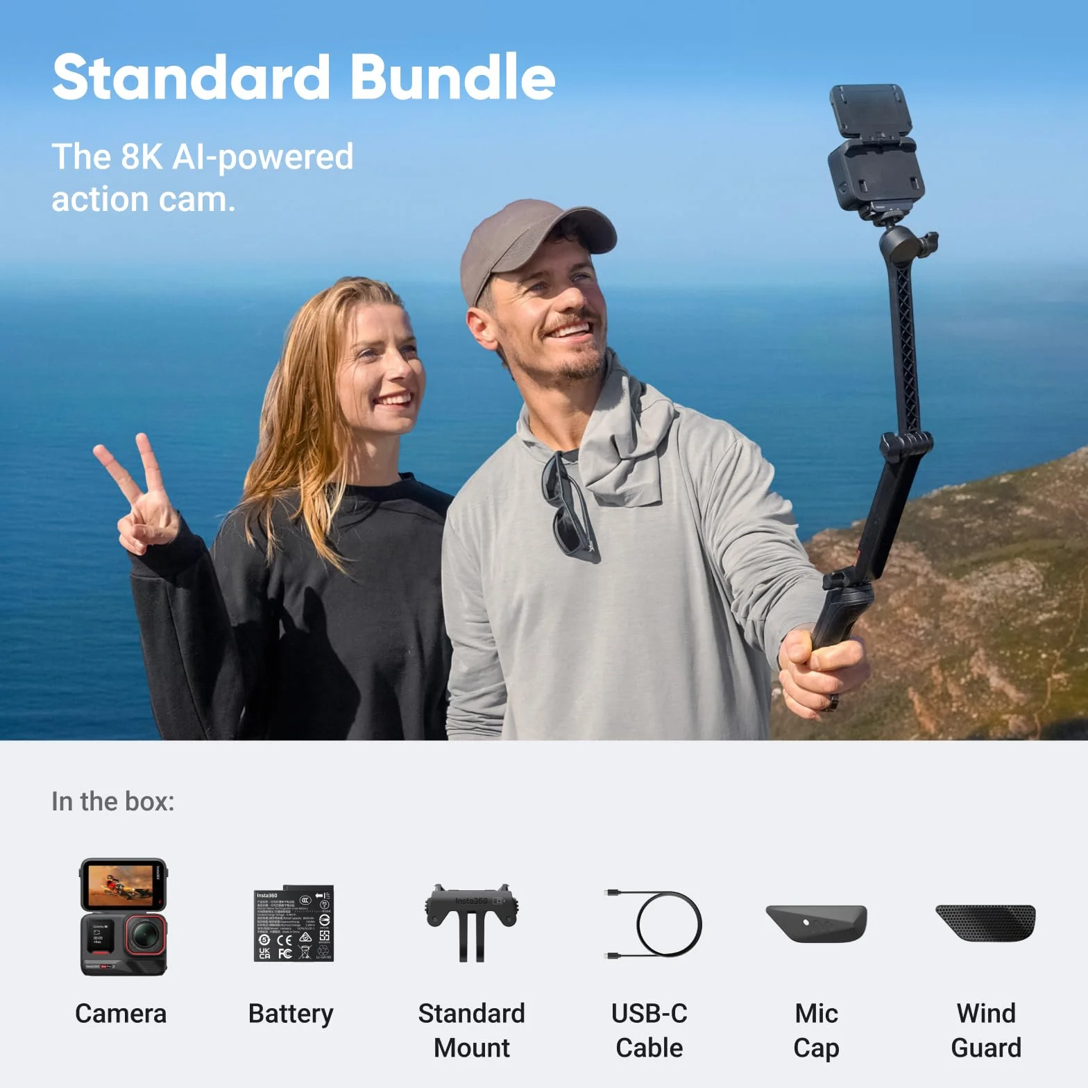 Insta360 Ace Pro 2 szt. Standardowa kamera sportowa wodoodporna 8K Leica czujnik 1/1,3" podwójny układ AI