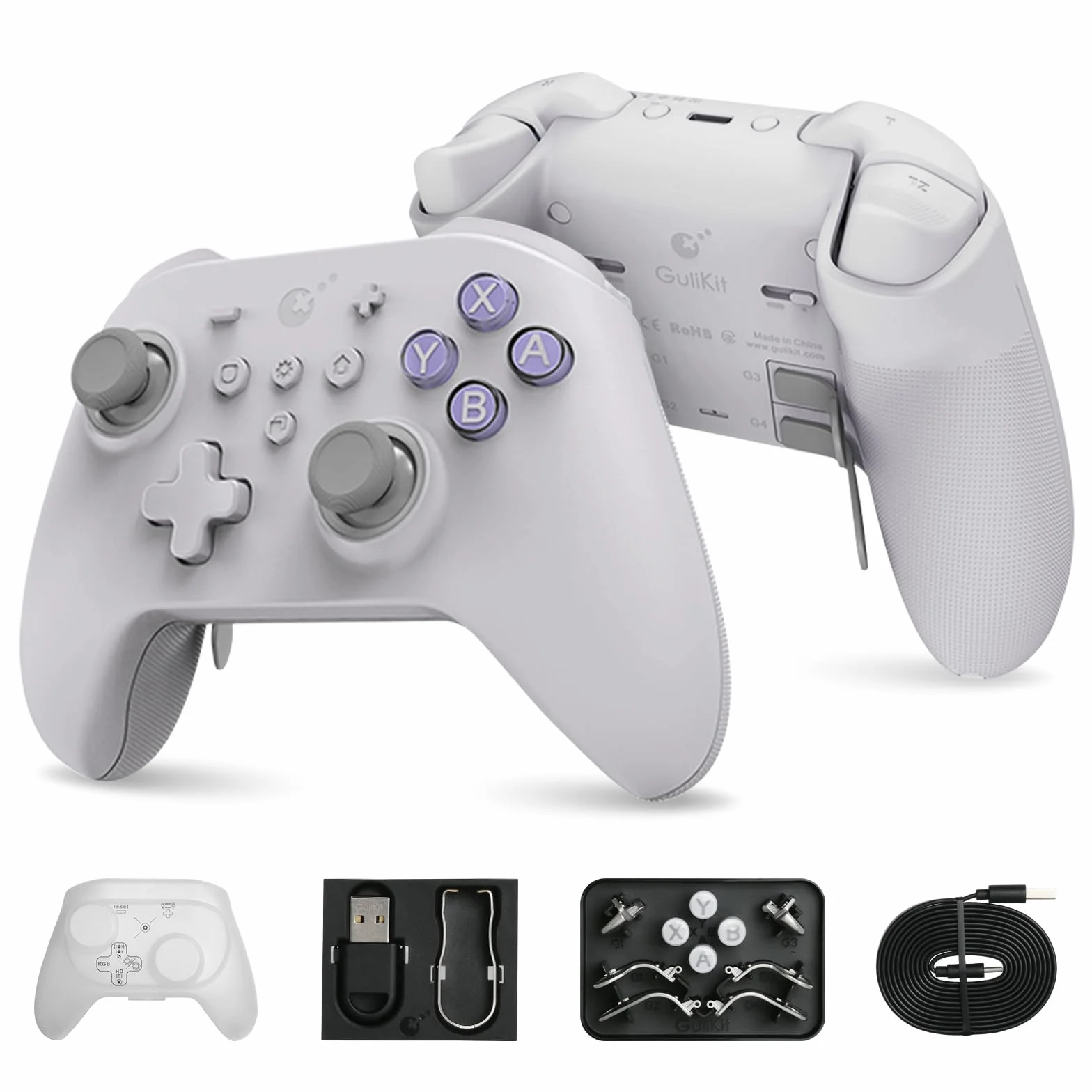 GULIkit KK3 MAX kontroler Bluetooth RGB światło magnetyczny silnik wibracyjny joysticki Hall wyzwalacz 1000 Hz 4 przyciski PC Switch Steam Android iOS MacOS