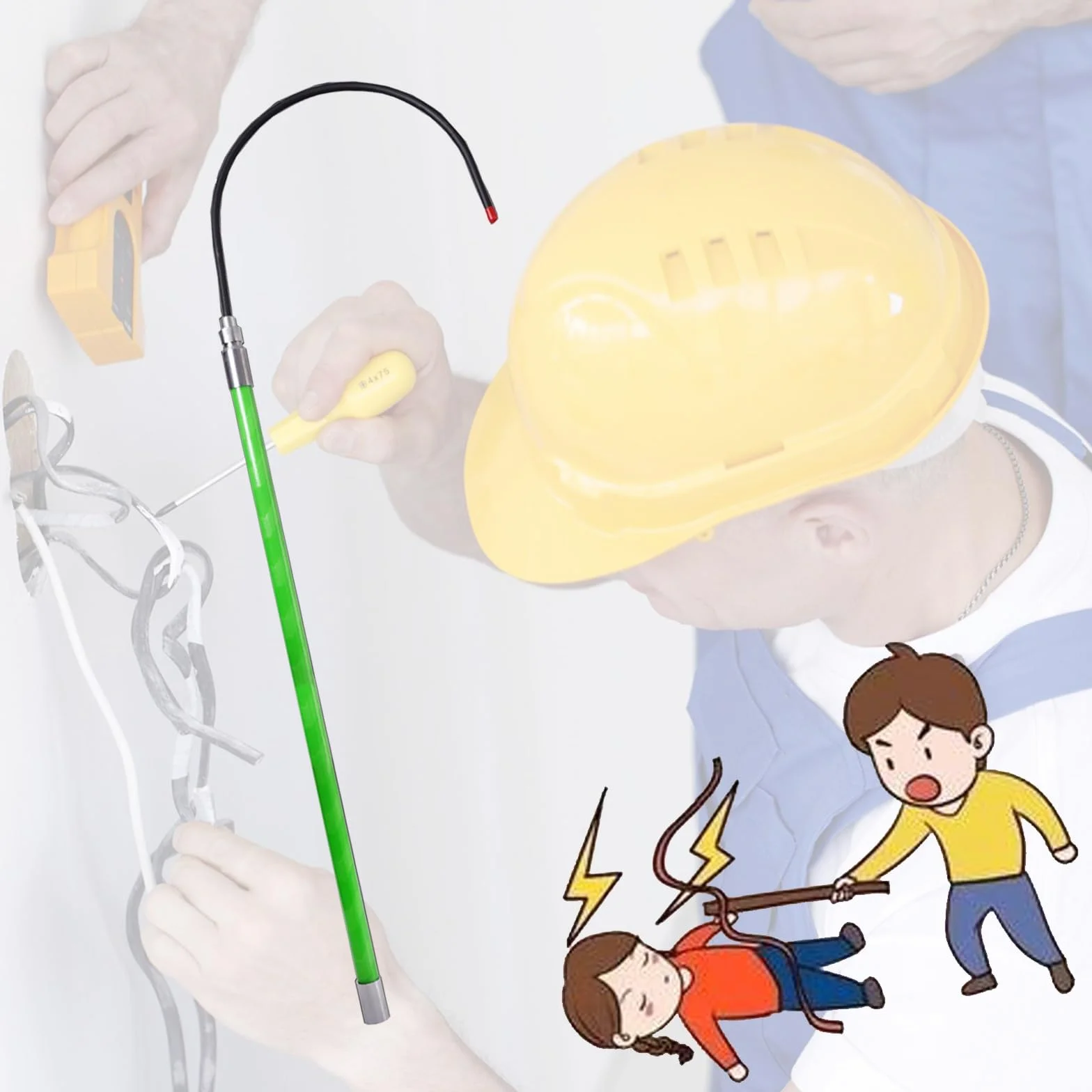 Izolowany hak ratunkowy, narzędzie bezpieczeństwa awaryjnego 1,5 m, otwór 40 cm, nośność 99 kg, niezbędny sprzęt dla elektryków i służb ratunkowych