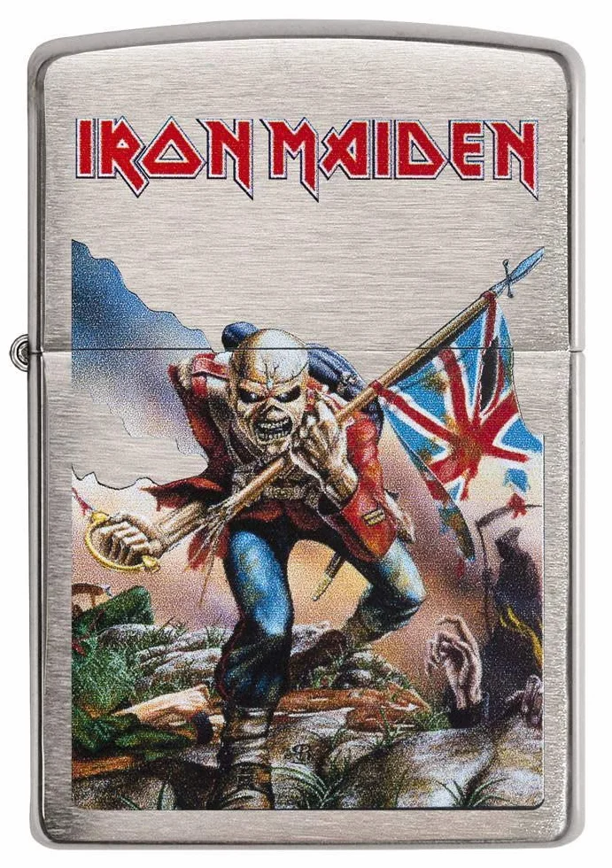 Zippo 29432 Iron Maiden-Chrome Brushed-Spring 2017 zapalniczka, srebrna, 5,8 x 3,8 x 2 cm