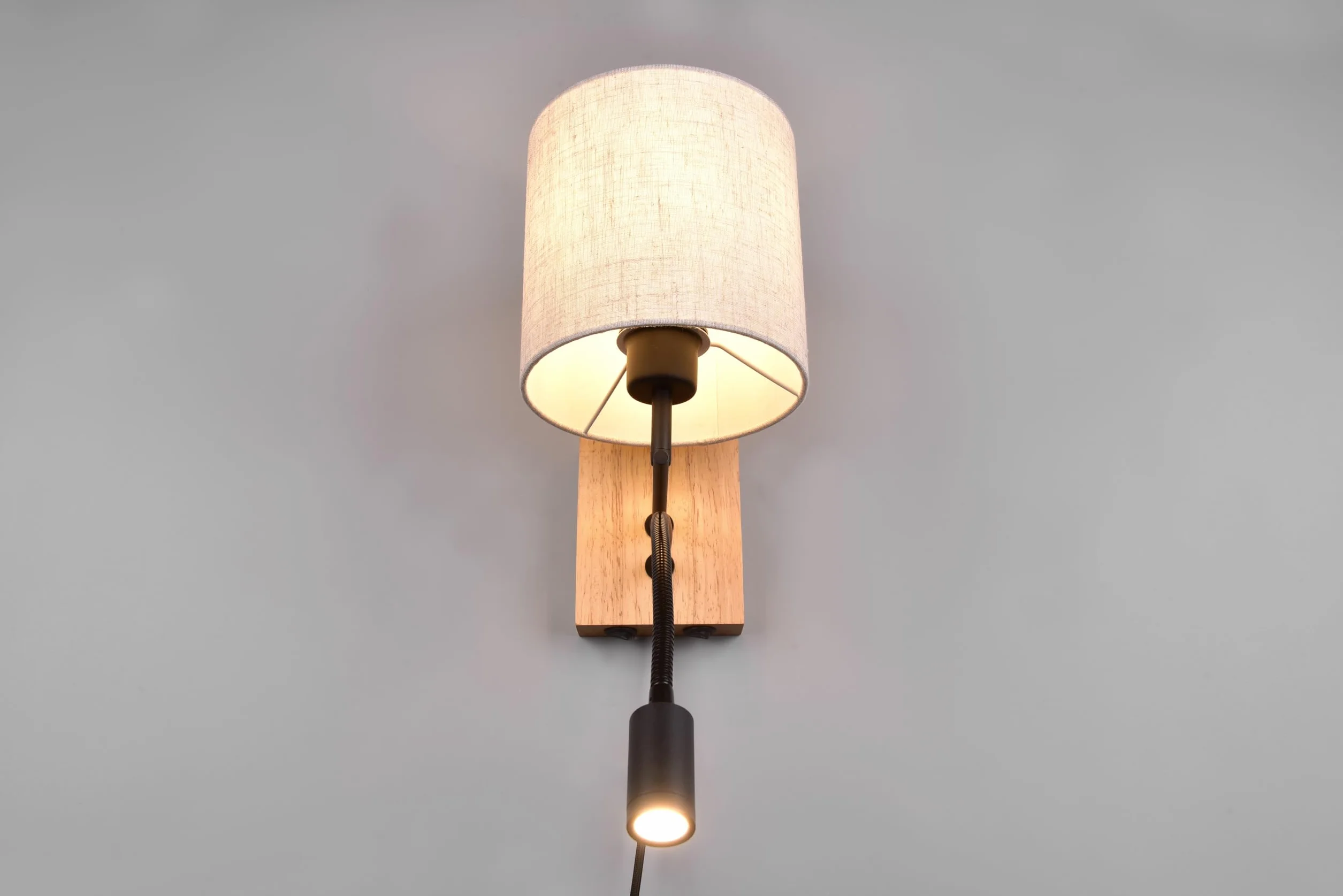 Trio Leuchten Kinkiet NILAM naturalne drewno abażur E27 LED 3,1 W Flex Connect
