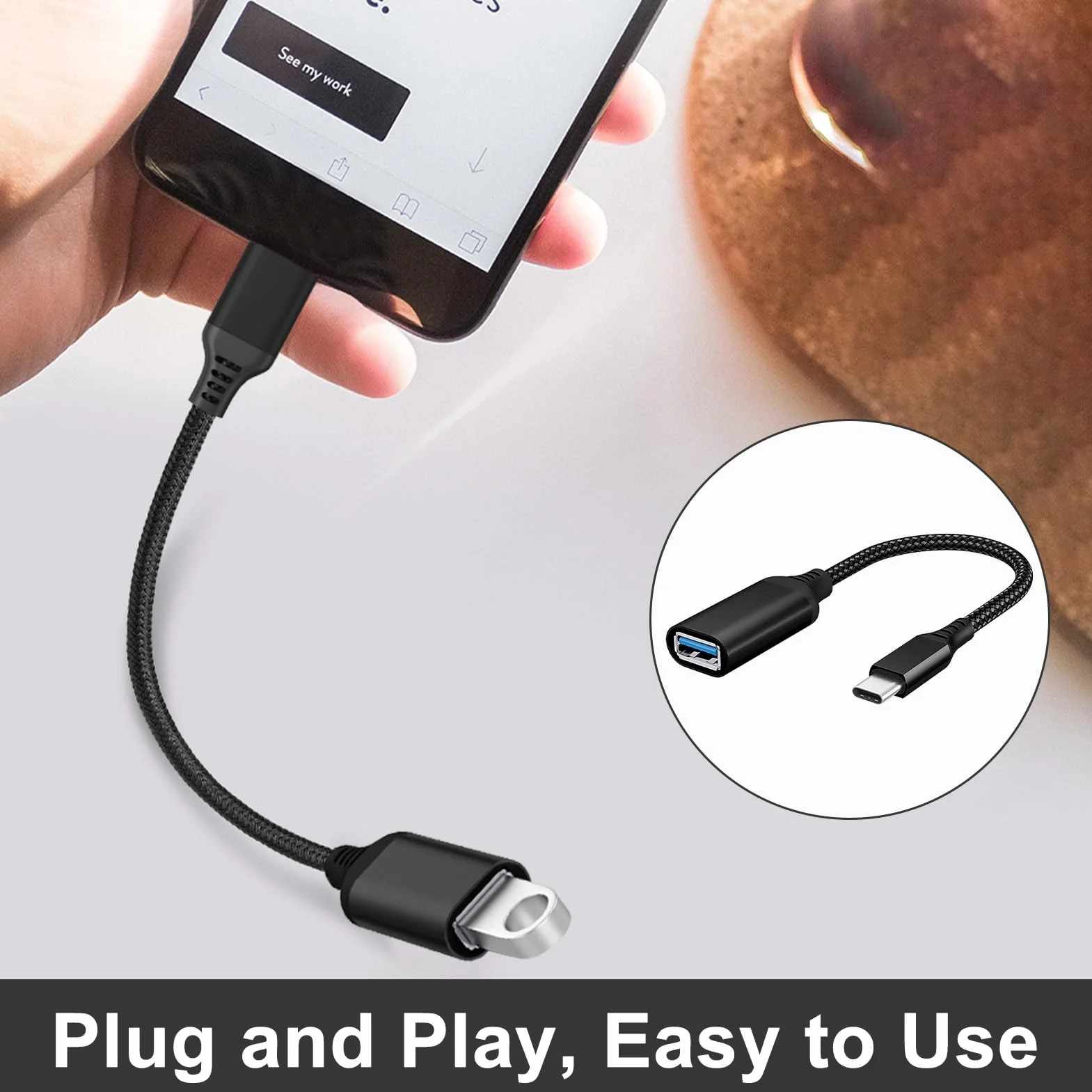 Adapter USB C na USB OTG, typ C na USB 3.0, 20 cm, kompatybilny z MacBook, iPad, Samsung Galaxy