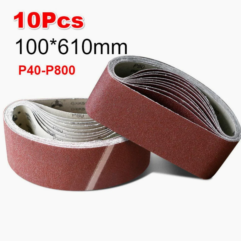 10 sztuk 100 * 610mm taśmy szlifierskie 40-800 ziarnistości papier ścierny taśmy ścierne do szlifierki elektronarzędzia obrotowe akcesoria dremel, 10 sztuk 180 ziarnistość
