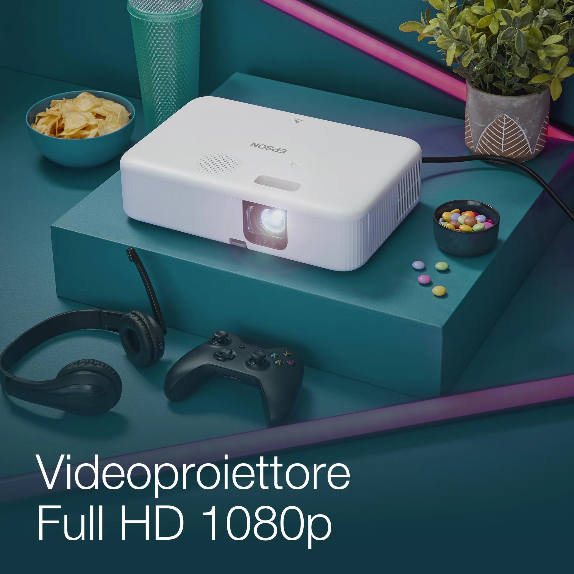 Epson CO-FH02 projektor 3LCD (Full HD 1920 x 1080p, 3000 lumenów, kolor biały i kolorowy, przekątna ekranu 9,93 m, Android TV, HDMI)