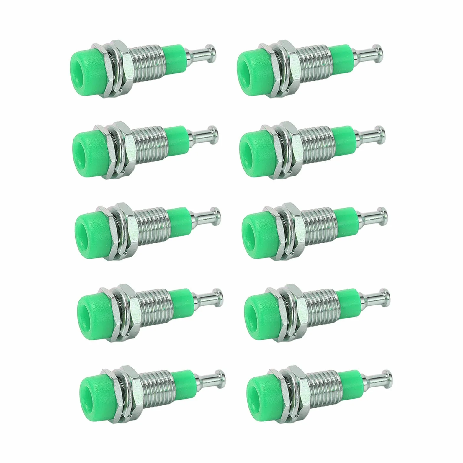 Gniazdo Bananowe 2mm żeńskie Panel 10 Sztuk Złącza DIY Adaptery Montażu Zielony