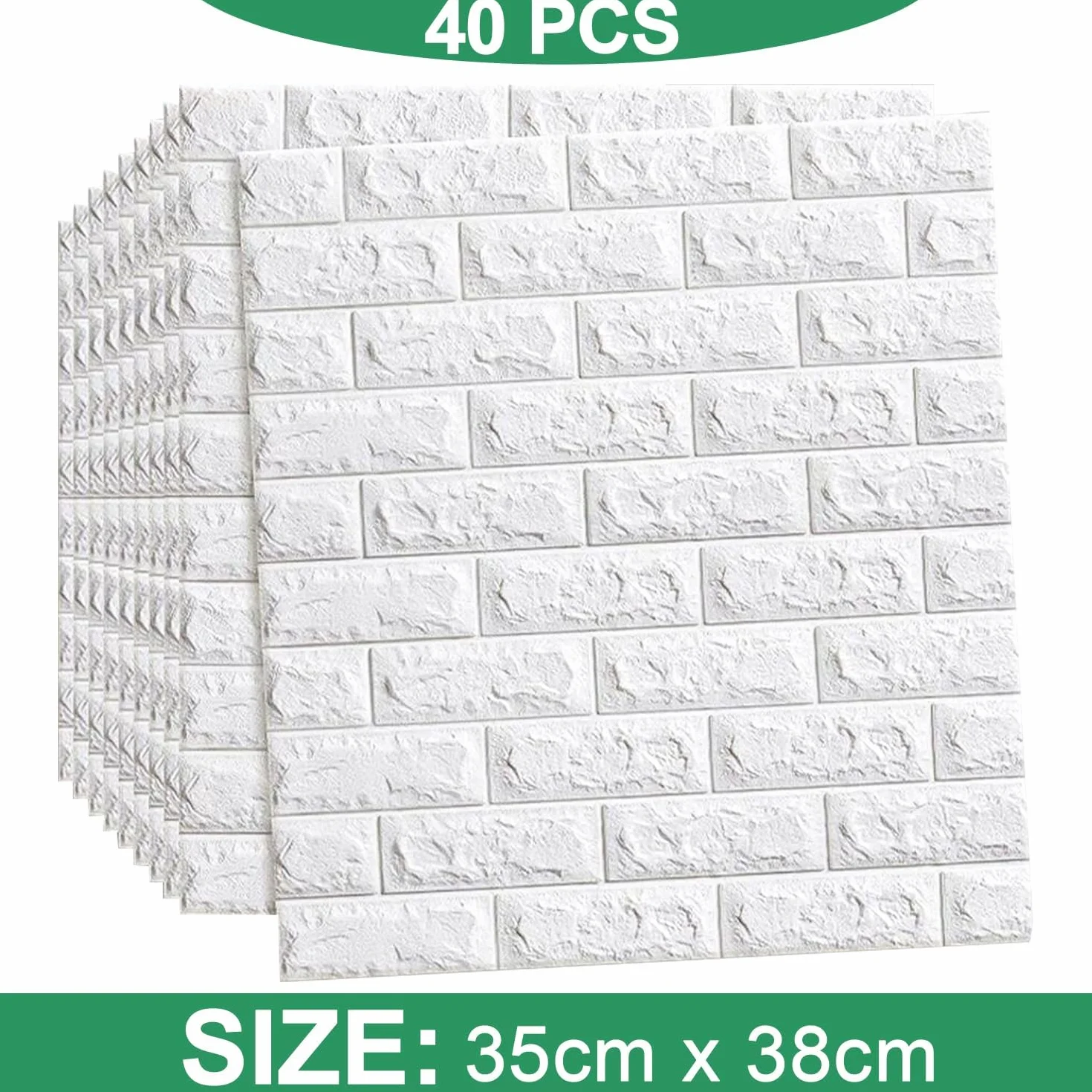 40 sztuk 3D Naklejki ścienne, 38 x 35 cm Samoprzylepna tapeta ścienna, wodoodporna dekoracyjna ściana PVC panel, biała tapeta cegła do ścian i kuchni, biura i sypialni