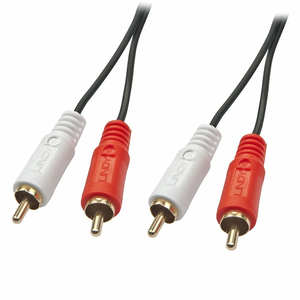 LINDY Kabel audio stereo 2x RCA męski na 2x RCA męski, 1m, pozłacany