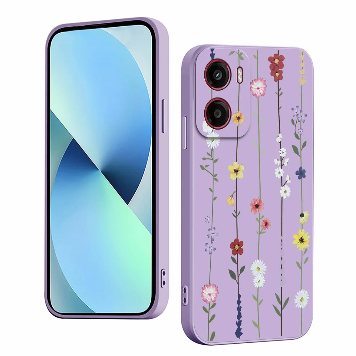 YUXING Silikonowe etui ochronne do Motorola Moto G05, kwiat fioletowy