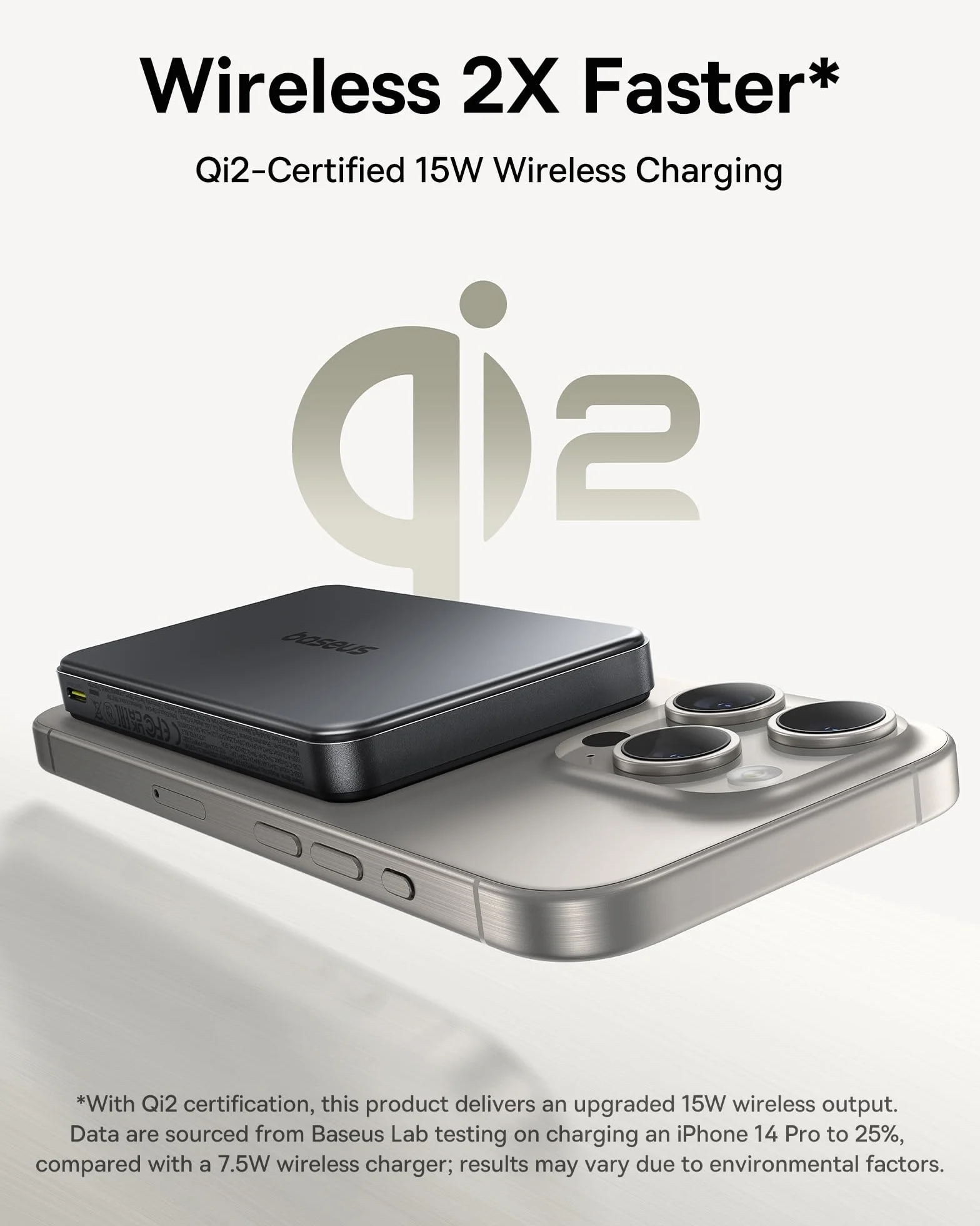 Baseus Power Bank 10 000 mAh, Qi2 Magsafe Powerbank bezprzewodowy 15 W, magnetyczny powerbank do iPhone 16/15/14, mini powerbank PD 22,5 W, szybkie ładowanie, zewnętrzna bateria USB-C, mały, ale