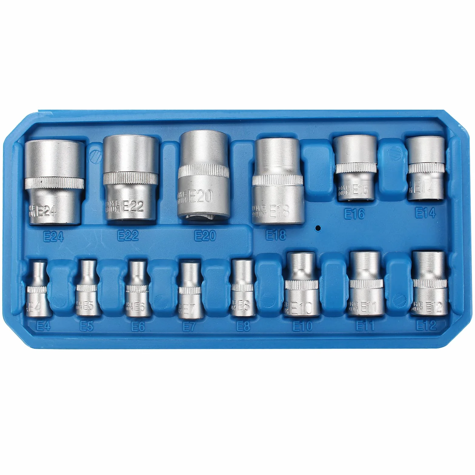 CCLIFE Zestaw kluczy nasadowych torx E-profil, E4-E24, 1/4, 3/8, 1/2 cala, 14 szt.
