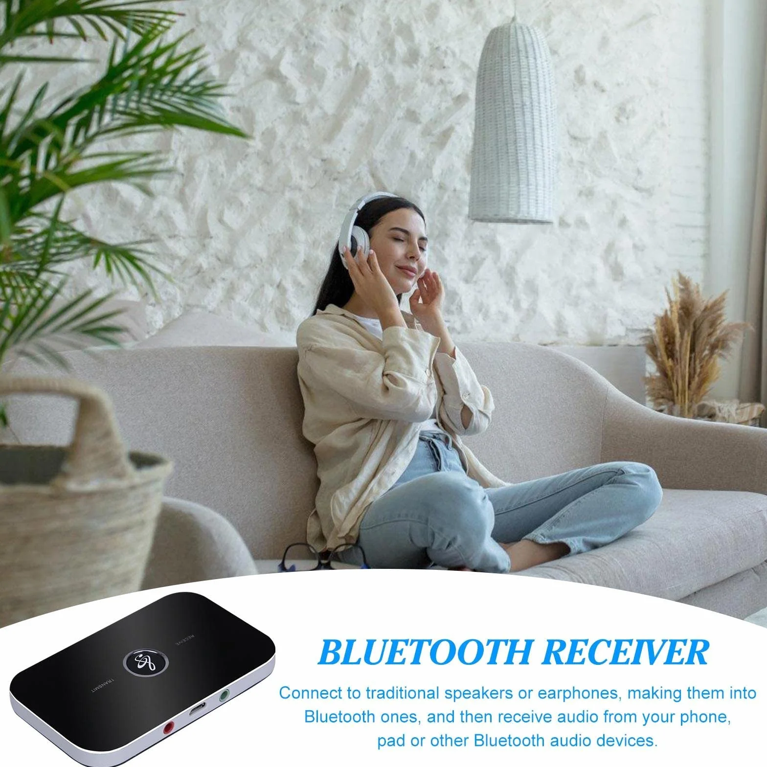Aicharynic Adapter Bluetooth 5.0 2 w 1 nadajnik odbiornik audio AUX 3,5 mm RCA bezprzewodowy stereo
