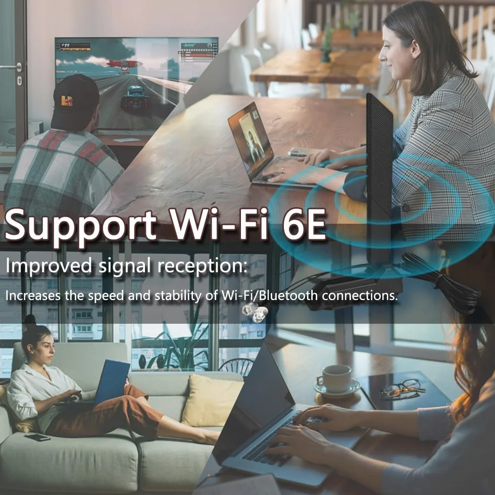 Gintai Antena WLAN PC WiFi 6E Tri-Band – 2,4 GHz/5 GHz/6 GHz, Antena WiFi 6E do routerów PC ASUS, komputerów, urządzeń do gier 2,4g/5g/5,8g/6g Wzmacniacze WLAN Podstawa magnetyczna składana (Czarna)