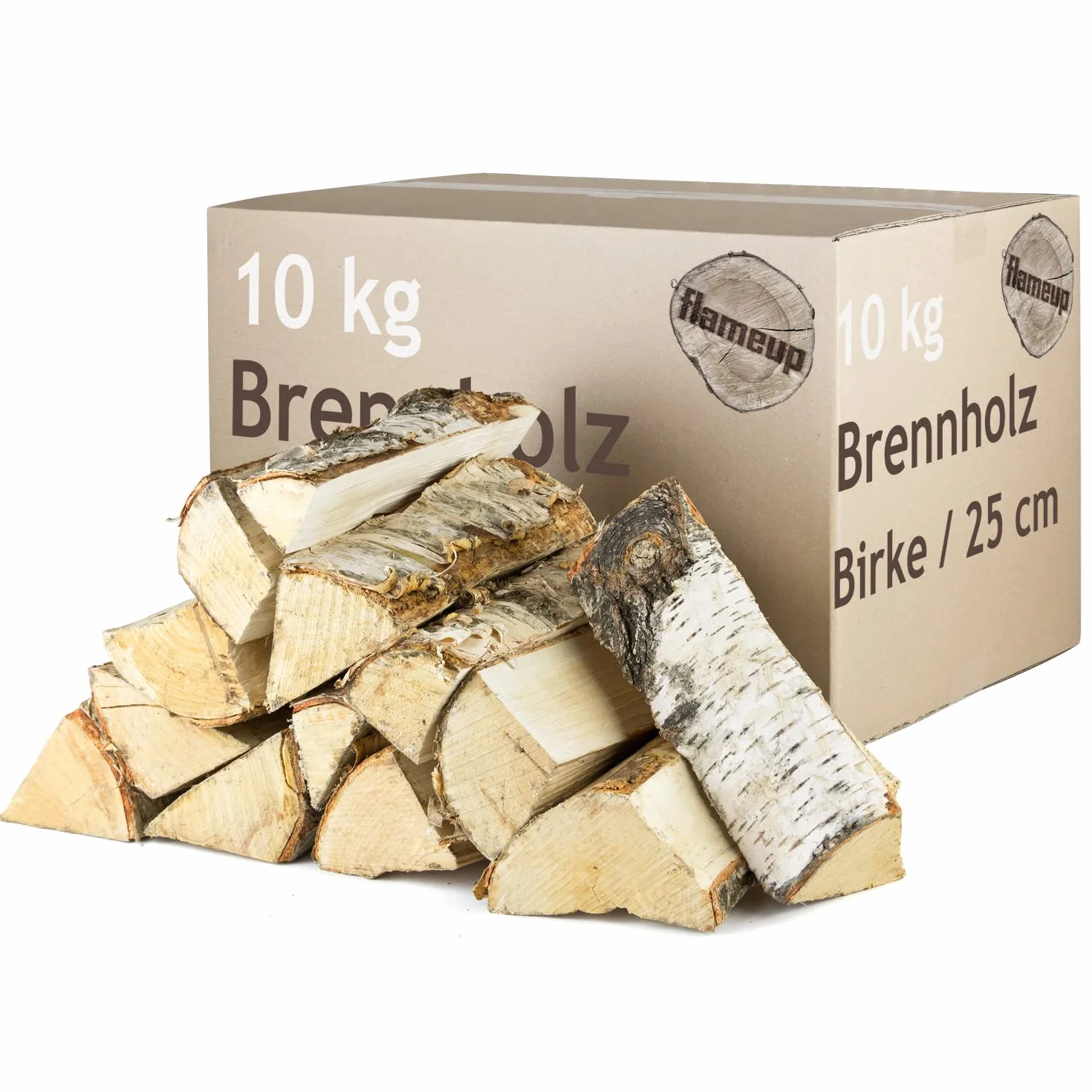 Brzozowe drewno kominkowe, do pieca i kominka, pieca kominkowego, paleniska, grilla, drewno opałowe w szczapach 25 cm, suszone komorowo, 10 kg Flameup