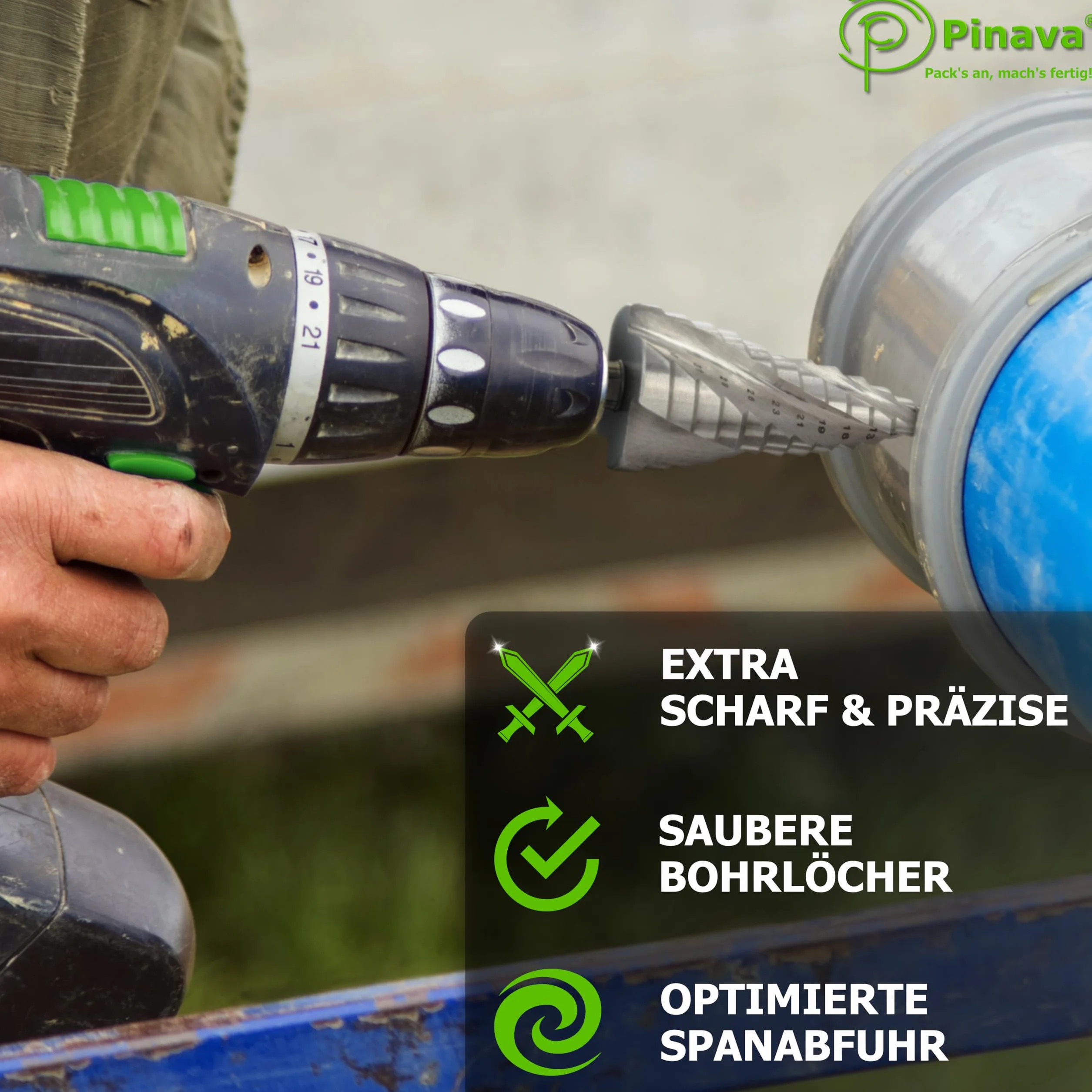 PINAVA® HSS wiertło stopniowe 4XSPIRAL [szybsze, bardziej precyzyjne, bardziej trwałe] – wiertło stożkowe z trzonkiem trójkątnym 10 mm do metalu, drewna, tworzywa sztucznego – wiertło do otworów Ø 5