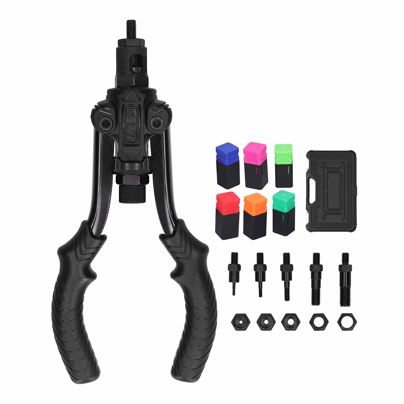 ręczny pistolet do nitonakrętek ręczny zestaw narzędzi zestaw do nitowania z trzpieniem do M3 M4 M6 M8 M10 M12 elementy do nitowania