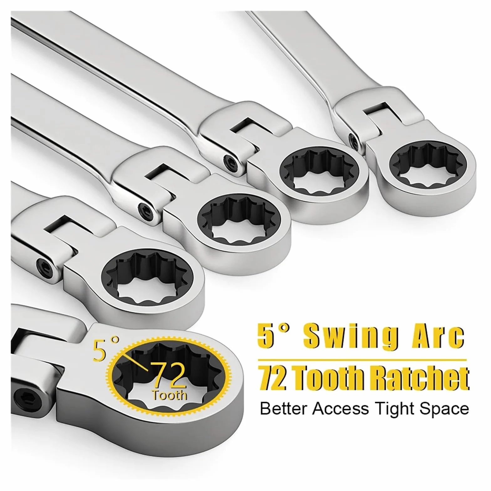 Zestaw Kluczy Zestaw Kluczy Płasko-oczkowych Z Grzechotką 6-23 Mm, Metryczny, Główka Elastyczna, Klucz Grzechotkowy, Stal Chromowo-wanadowa(12pcs)