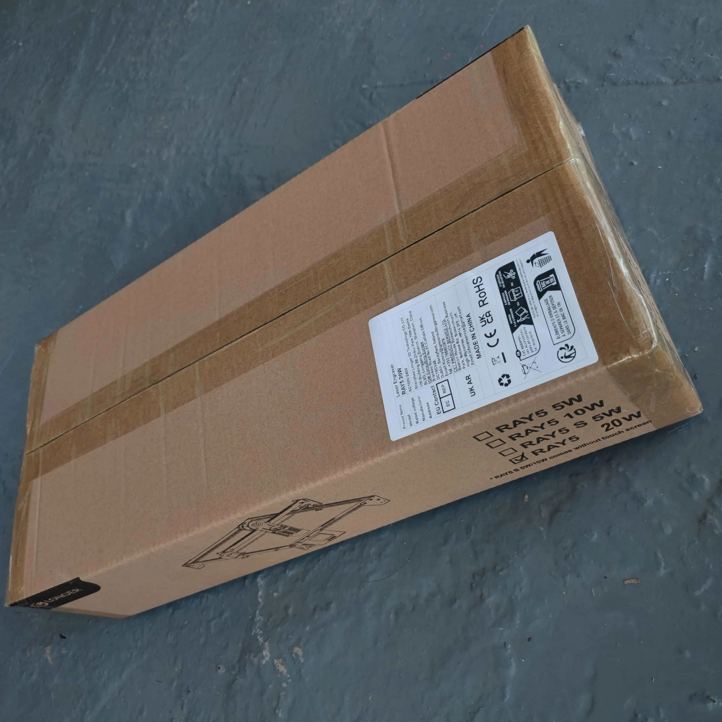 LONGER RAY5, w pełni ulepszony grawer laserowy z wyjściem 20 W, kolorowy ekran dotykowy 3,5", sterowanie offline za pomocą aplikacji, idealne do grawerowania metalu, szkła i drewna.