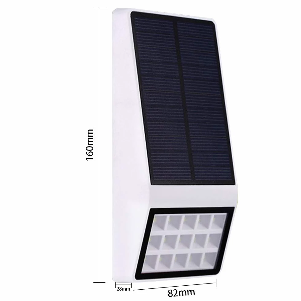 Solarna lampa zewnętrzna Led Solar Wall Light Wodoodporny Dekoracyjna lampa ogrodowa do ogrodzenia, garażu, drzwi 3 tryby Biały 1 opakowanie (biały 2 szt.)