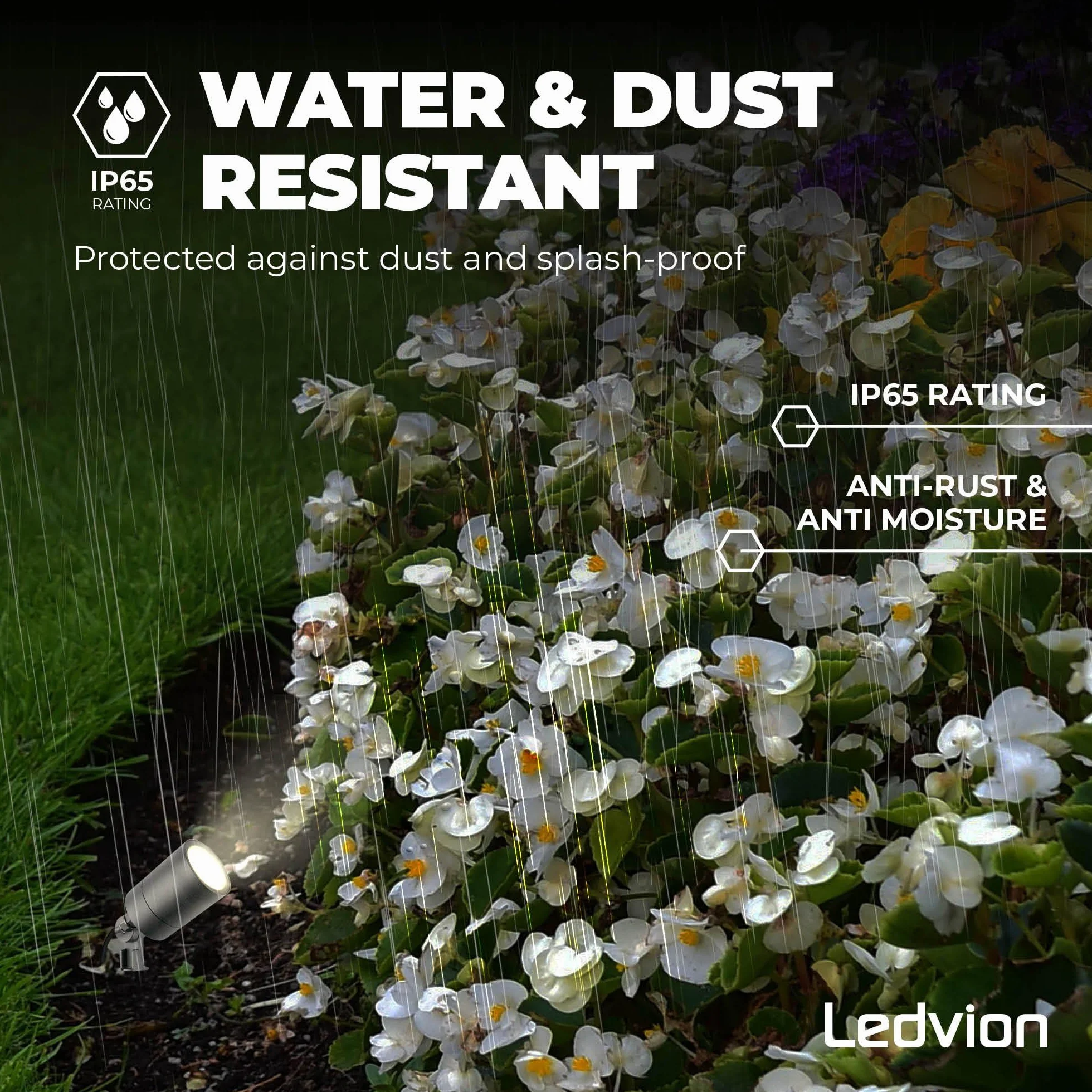 Ledvion Reflektory LED do ogrodu, aluminium anttracite, IP65, złącze GU10, 1 metr kablowy, reflektor LED, do użytku na zewnątrz