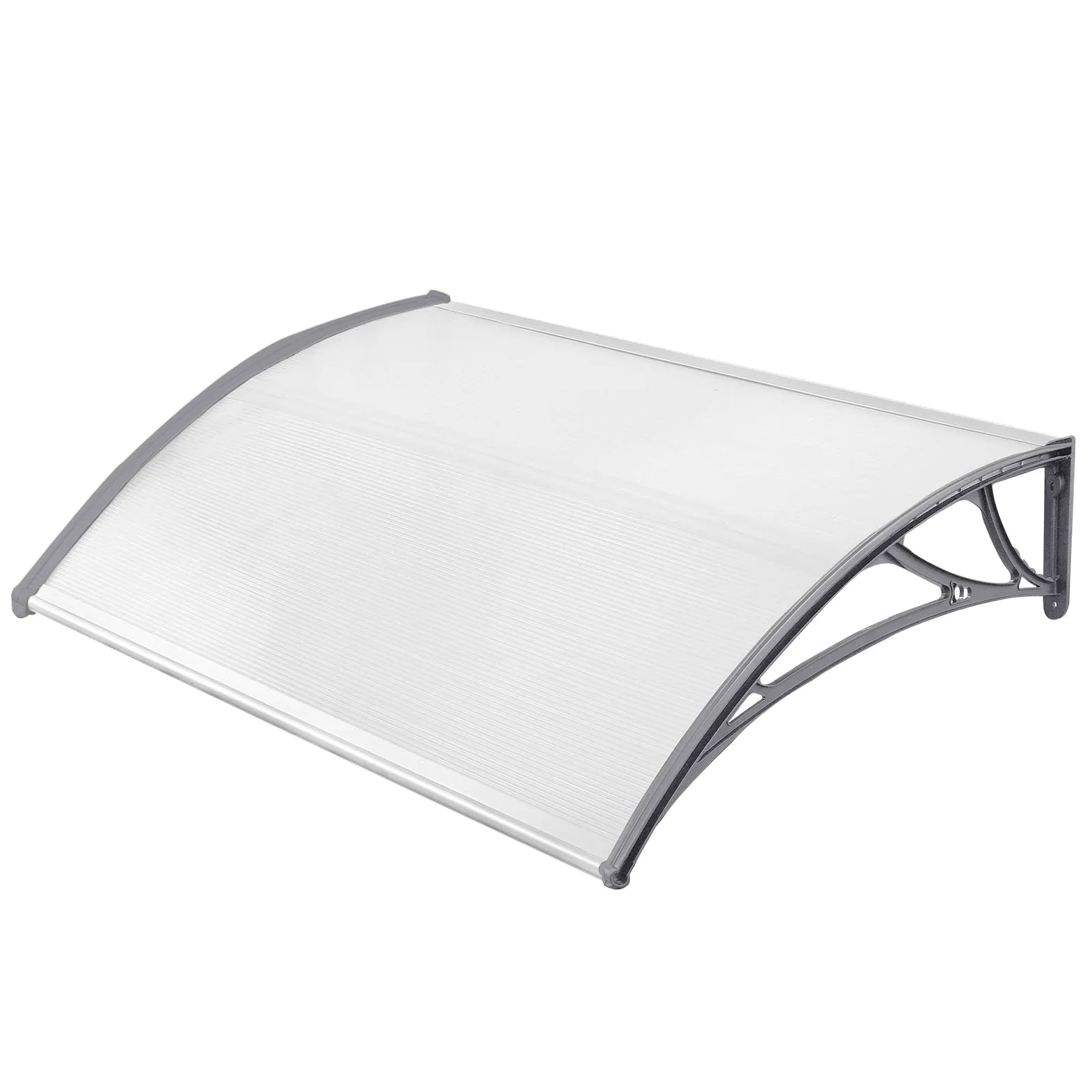 UISEBRT Zadaszenie do drzwi wejściowych - zadaszenie łukowe, przezroczyste drzwi o grubości 5 mm, do garażu, okna, domu, na balkon (150 x 100 cm, szary)