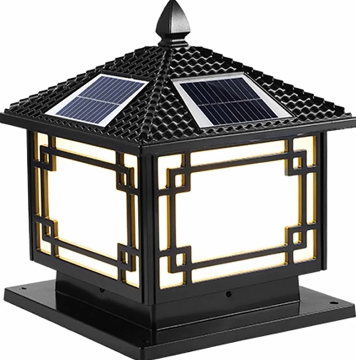Kwadratowe lampy solarne na słupkach, wodoodporne, nierdzewne, do ogrodu krajobrazowego, latarnie uliczne(Nero,40CM)