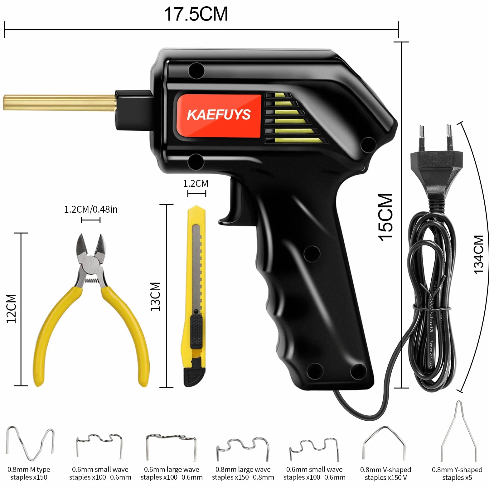 KAEFUYS Spawarka do tworzywa sztucznego, 170 W, 805 sztuk, 7 rodzajów zszywek 2 w 1, zestaw naprawczy do samochodu, tworzywa sztucznego, spawarka do samochodu, zderzaka, kajaka
