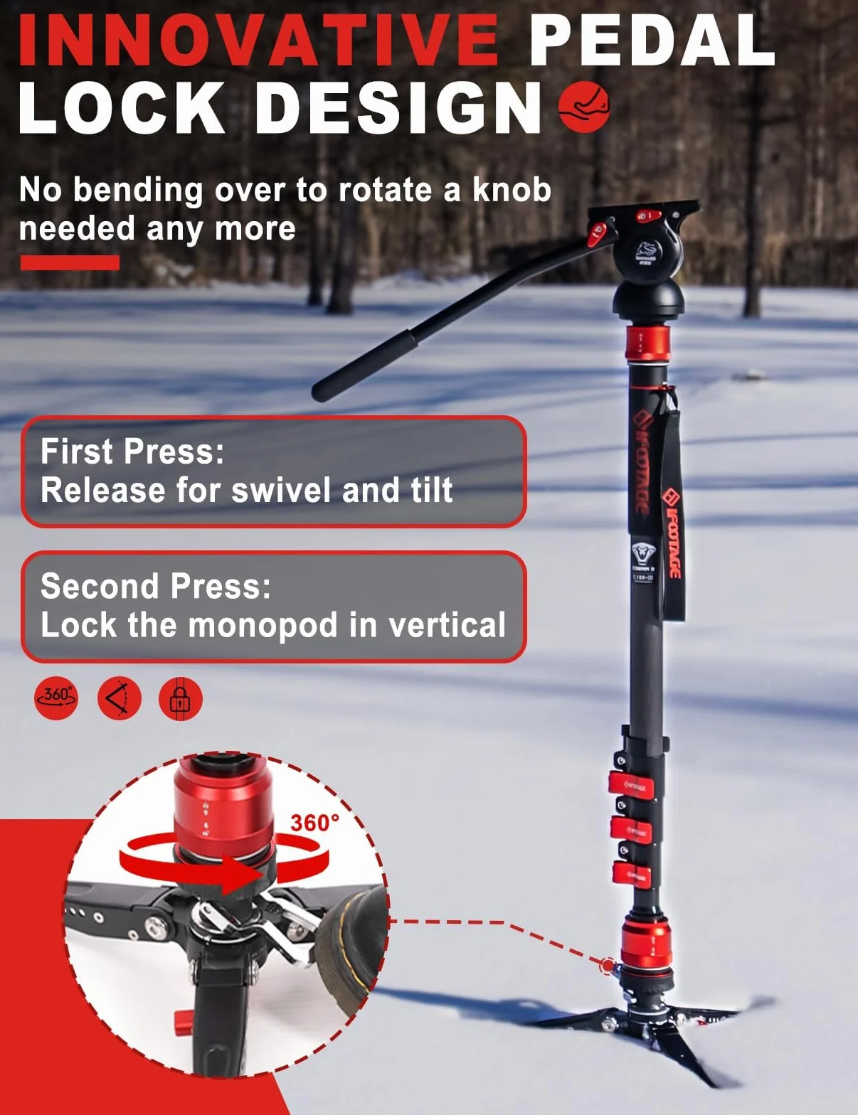 IFOOTAGE Cobra 3 C180F-P monopod do aparatu 181 cm, węgiel, 8 kg