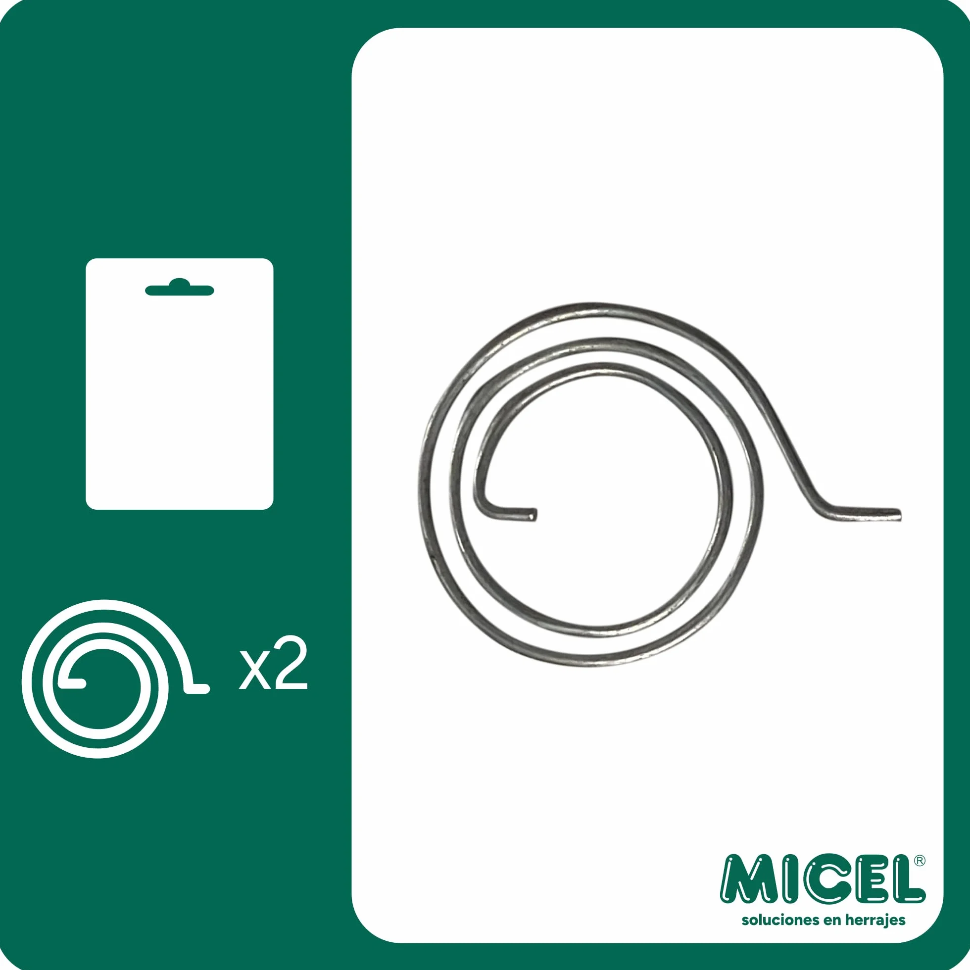 MICEL 92605 - Sprężyna zapasowa do klamek i rozetek drzwi, obejmuje dwa obroty, w zestawie 2 sztuki, stal 29 x 29 x 1,7 mm