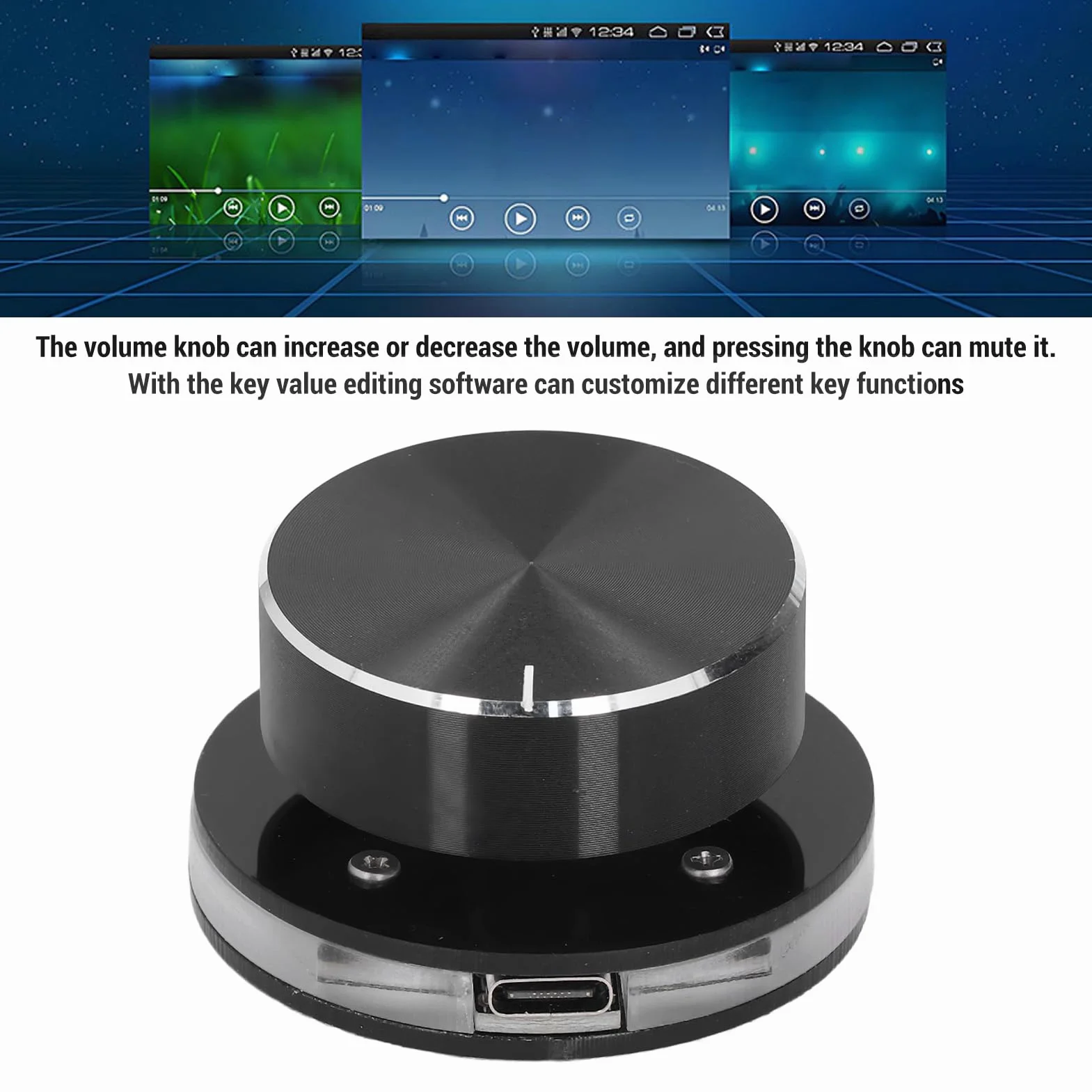 Kontroler Multimediów Pokrętło Głośności USB C z RGB dla PC Android