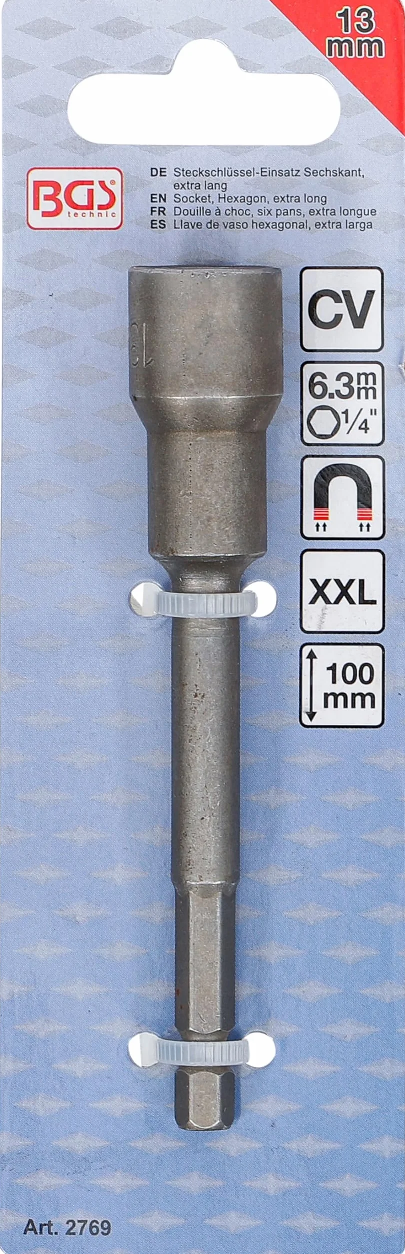 BGS 2769 | Nasadka sześciokątna, długa | do wiertarek | napęd 6,3 mm (1/4") | 13 mm
