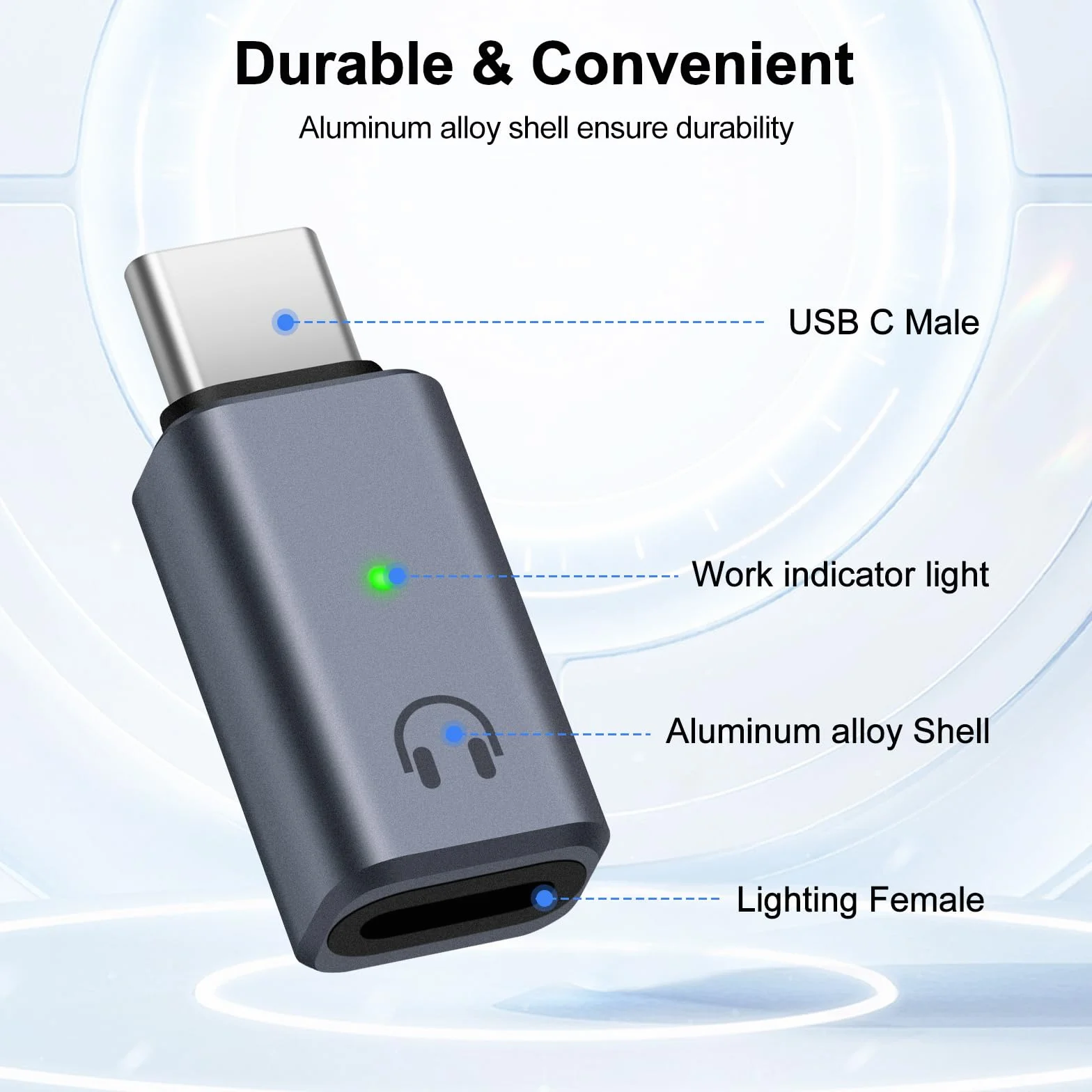 Adapter audio USB C na Lightning, konwerter do iPhone 16/15, iPad (szary)