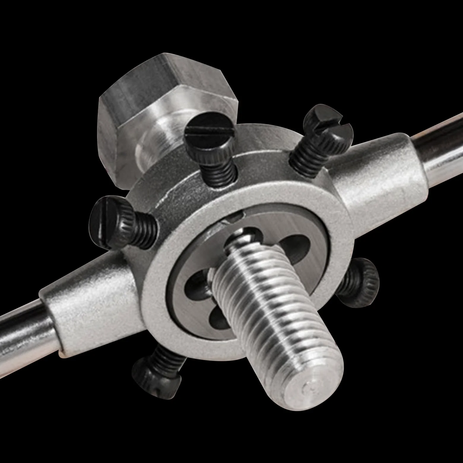 Klucz do narzynek 55 mm x 22 mm do narzynek okrągłych metrycznych M22-M26 / 55 mm średnicy zewnętrznej, regulowany uchwyt na narzynki, narzędzie ręczne do gwintowania i naprawy gwintów