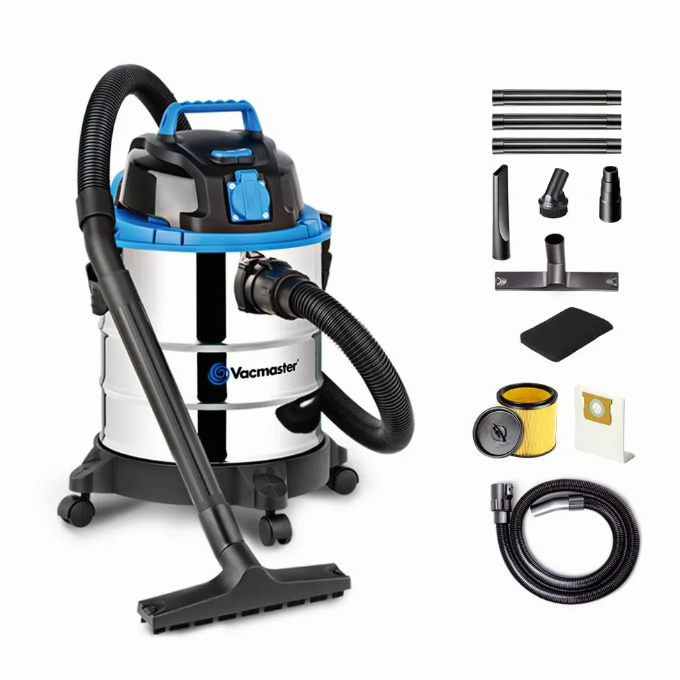 Vacmaster VQ1220SC Odkurzacz na mokro/sucho, funkcja wydmuchu, moc: 1200 W, zbiornik ze stali nierdzewnej: 20L, w komplecie z filtrem, ssawką podłogową i szczelinową
