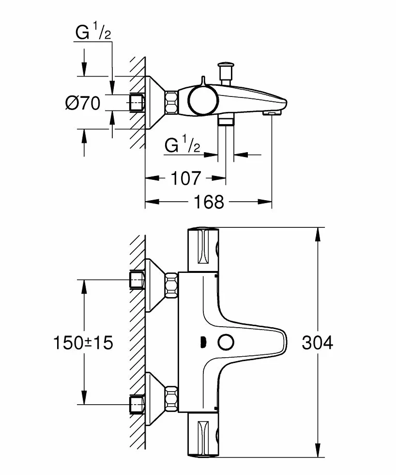 Grohe Grohtherm 800 termostatyczna bateria wannowa, DN 15, przy??cza S, chrom - 34567000
