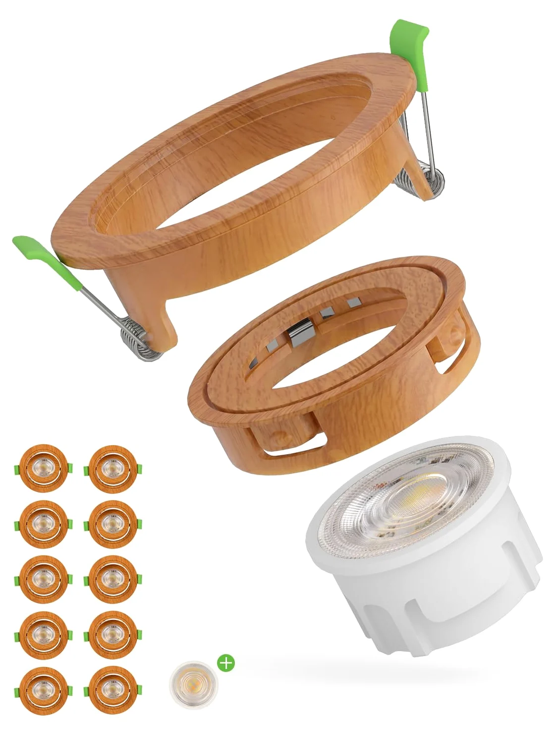 HOMEOW Reflektor Led do montażu z możliwością ściemniania IP44 Łazienka Reflektor obrotowy Drewno, dodatkowe płaskie reflektory sufitowe do wnętrz Otwór 72 mm - 80 mm do kuchni Ciepły/Neutralny/Zimny