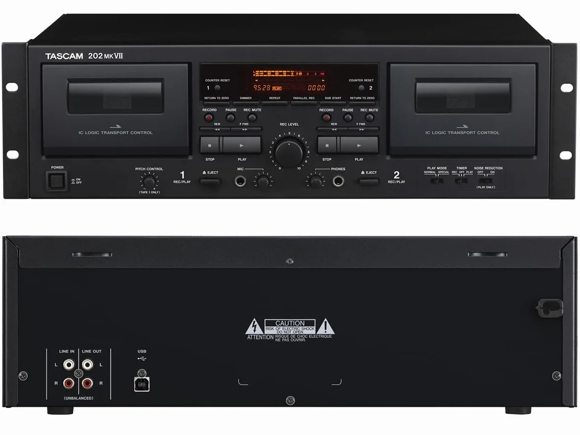 Tascam 202MKVII Podwójna kaseta kasetowa USB czarna