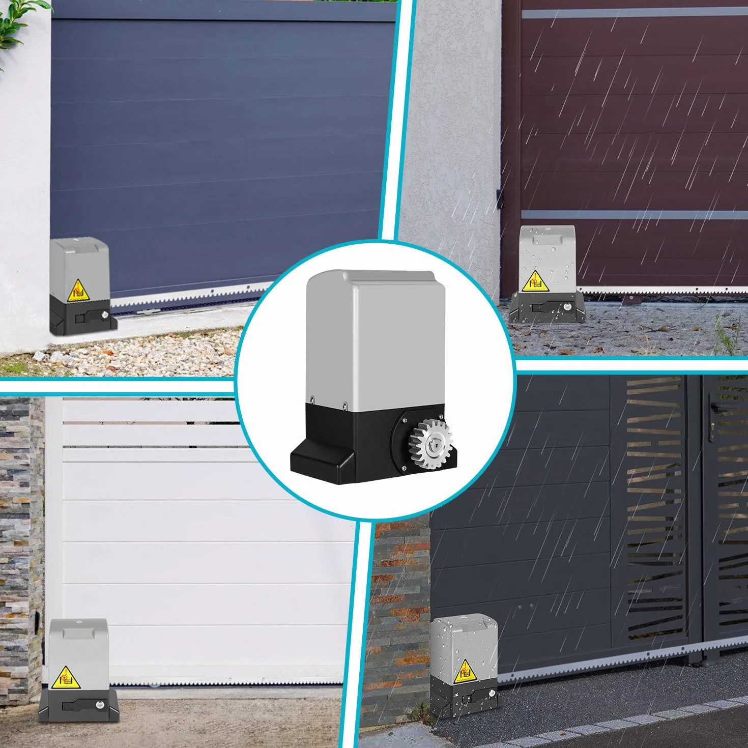 Zestaw napędu do bramy przesuwnej, 550 W, 1200 kg, inteligentny napęd do bramy WiFi, automatyczny napęd do bramy z 2 pilotami zdalnego sterowania, zębatka 4 m, 2 klucze odblokowujące i