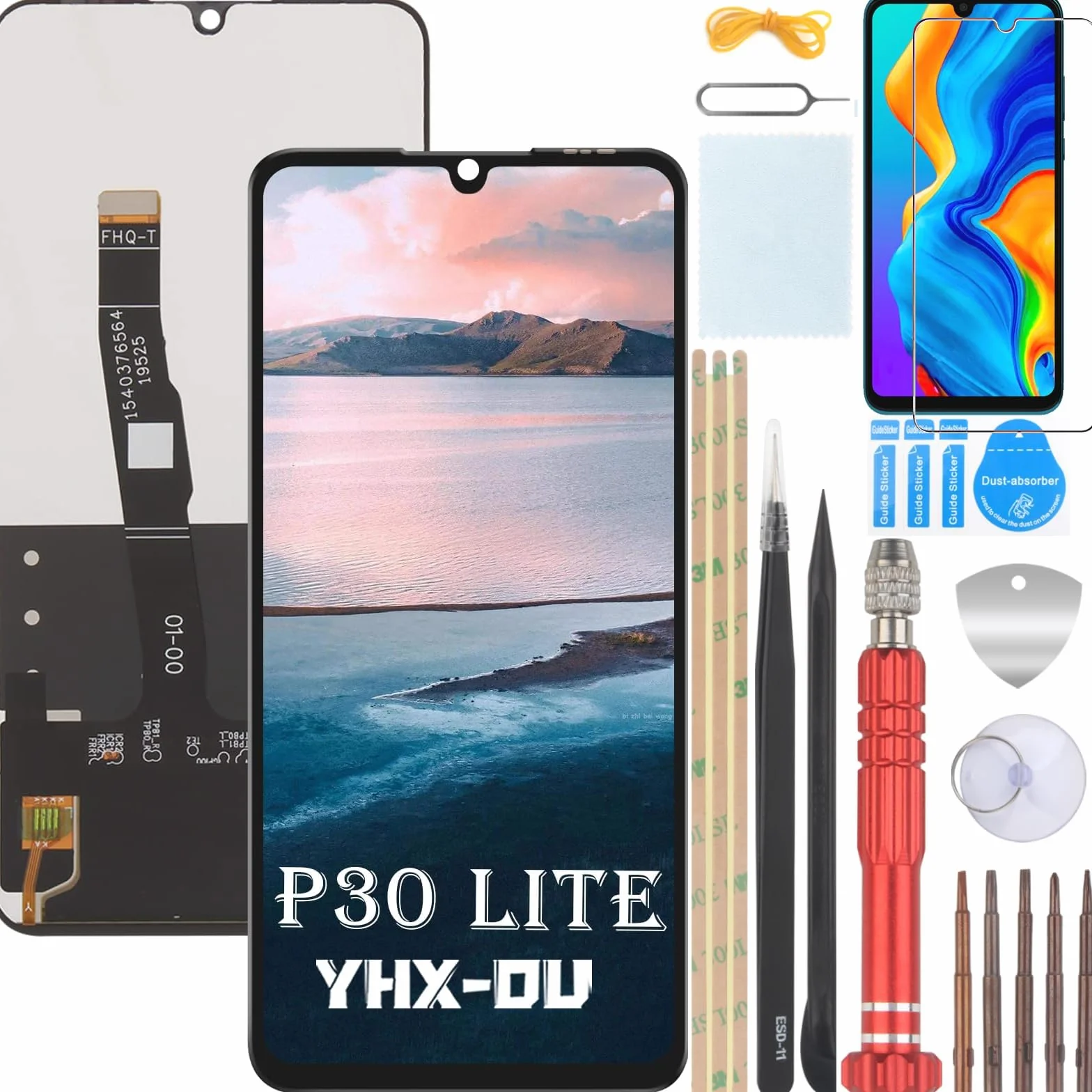 Ekran dotykowy LCD 6,15" do Huawei P30 Lite/Nova 4E MAR-L01A MAR-L21A MAR-LX1A czarny