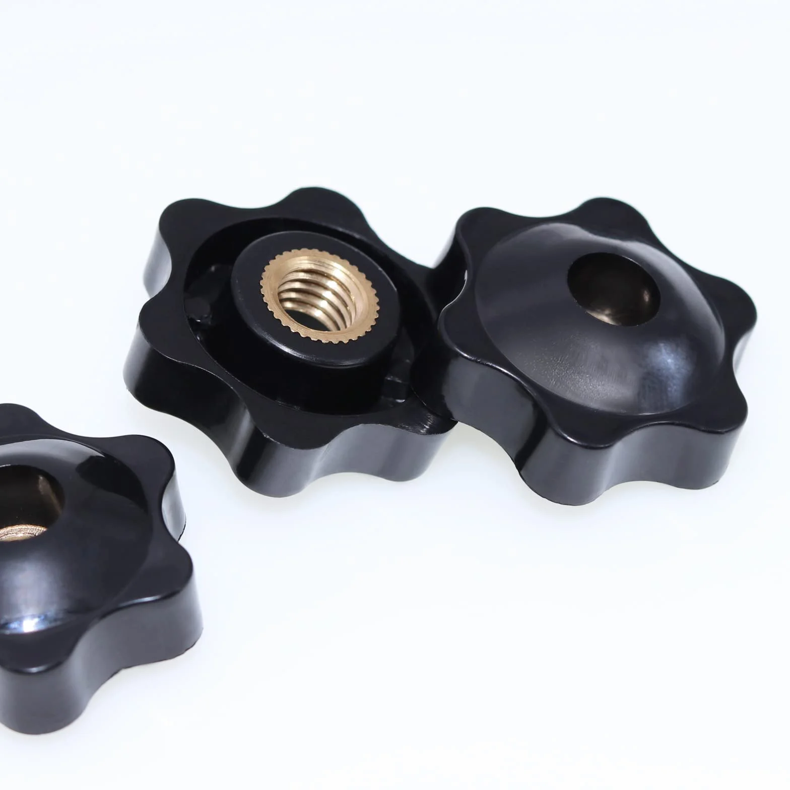 20 SZTUK Star Grip Nut M8 × 32 mm nakrętka radełkowana plastikowa nakrętka mosiężna gwint żeński gwiazda śruba czarny przycisk dokręcania do urządzeń mechanicznych obrabiarek