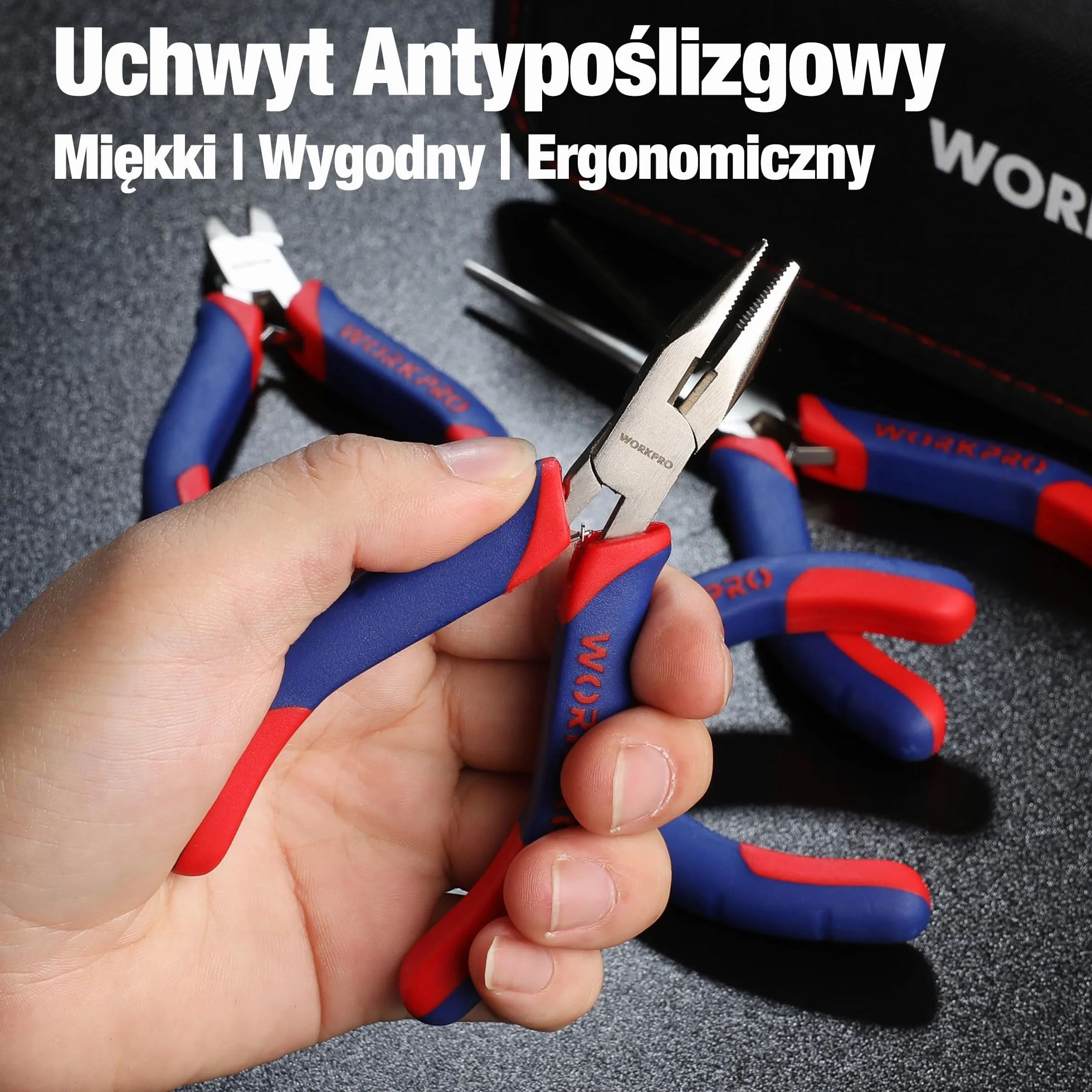 WORKPRO Zestaw mini szczypiec do biżuterii, 5-częściowy, w tym szczypce Linesman, szczypce z długim nosem, szczypce ukośne, cięcie końcowe, nosek igłowy z woreczkiem organizera
