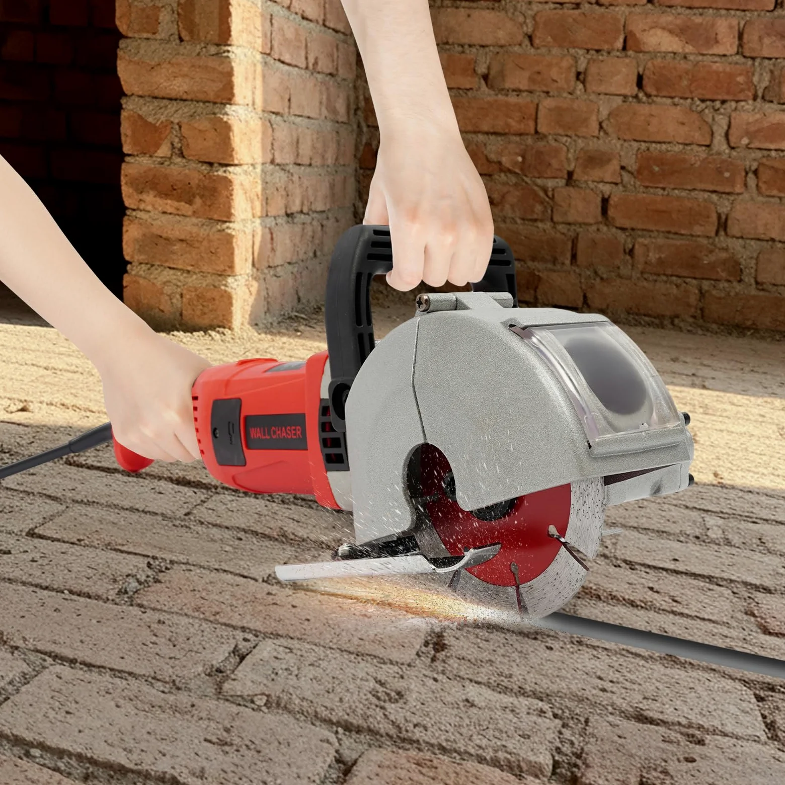 Szlifierka kątowa, szlifierka kątowa z regulacją prędkości obrotowej, elektryczna frezarka murarska, maks. moc 4000 W, 6000 obr./min, obróbka twardych materiałów, takich jak kamień i metal, beton