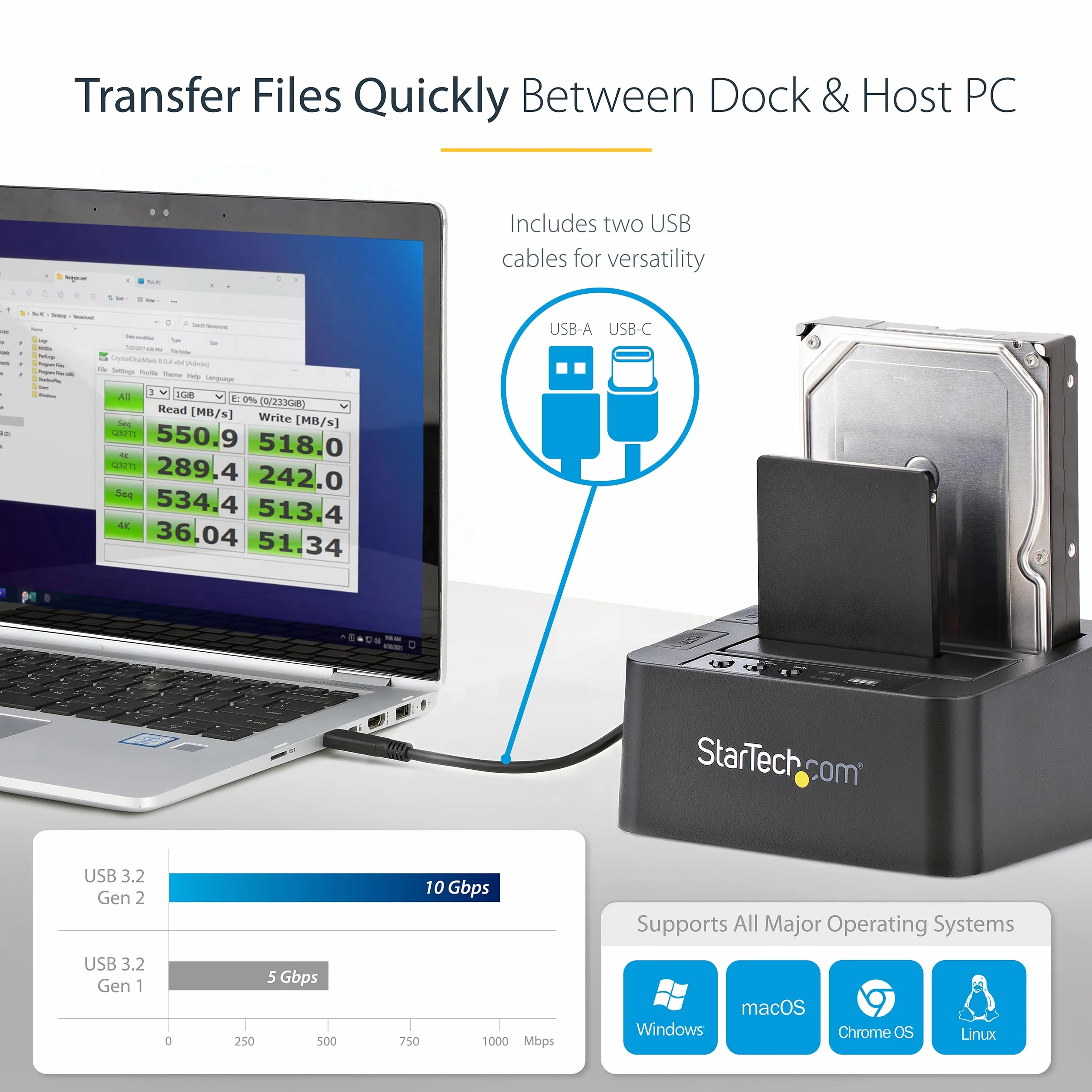 StarTech.com Powielacz USB 3.1 10 Gb/s do dysków SATA 2.5/3.5 SDOCK2U313R
