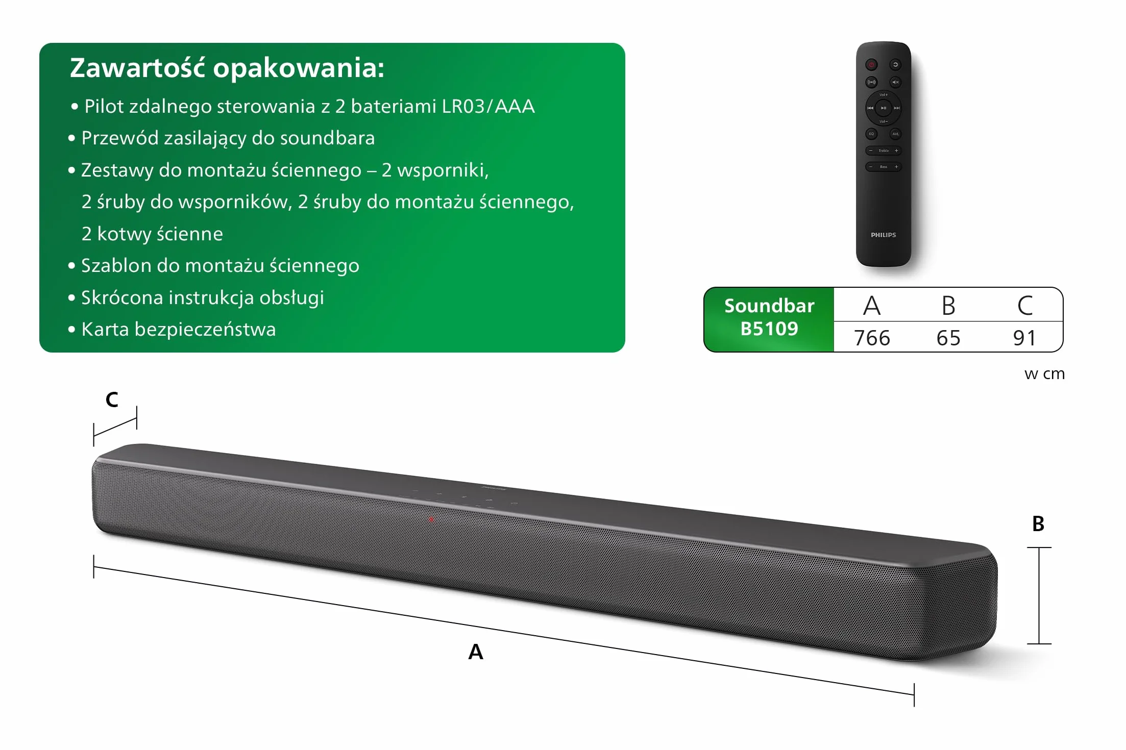 Philips TAB5109 Soundbar 2.0 120 W DTS Virtual X Bluetooth 5.4 HDMI ARC Ciemnoszary