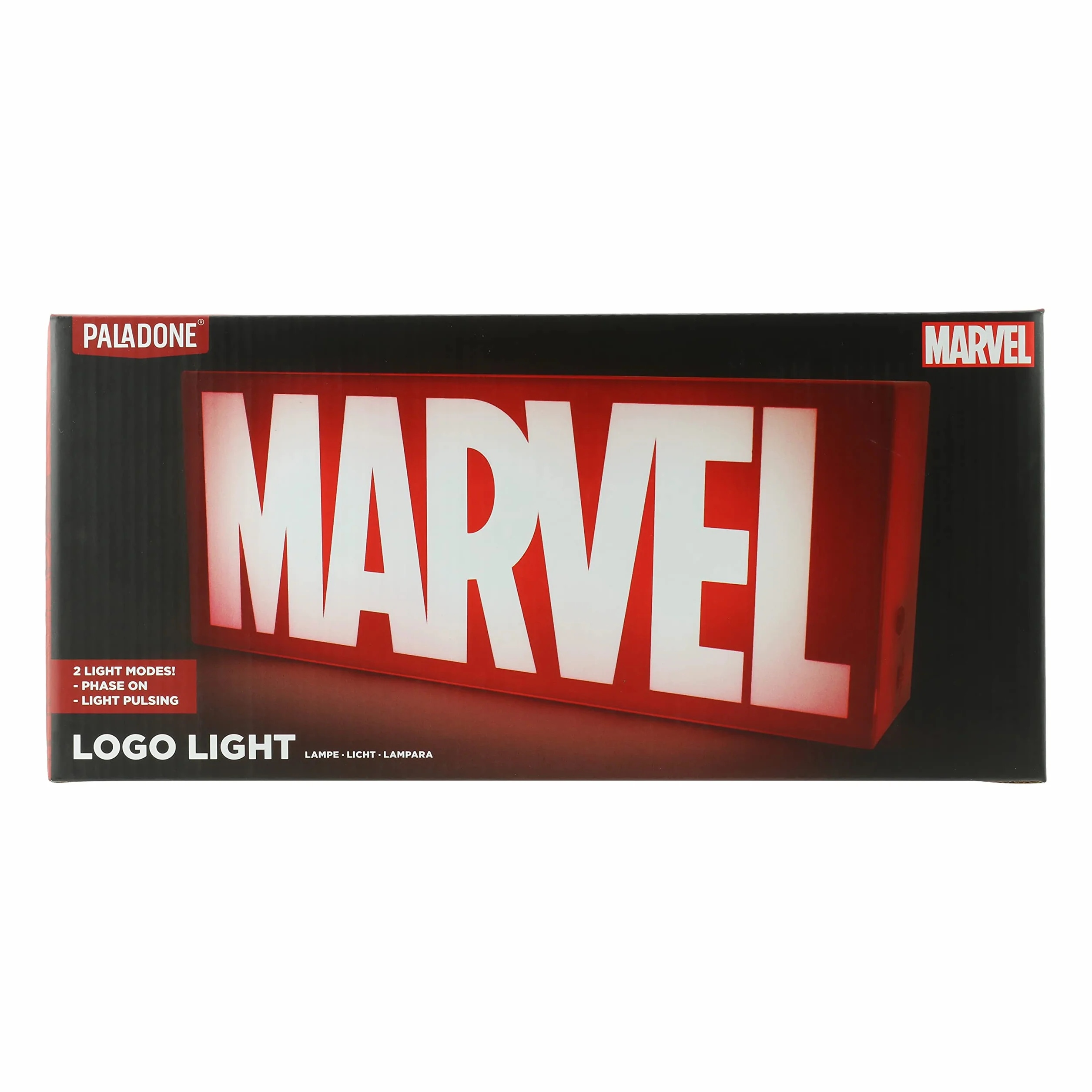 Znak świetlny Marvela z logo - oficjalny towar Disneya, tryby pulsującego światła i fazy, montaż ścienny lub samodzielny do sypialni, czerwony/biały