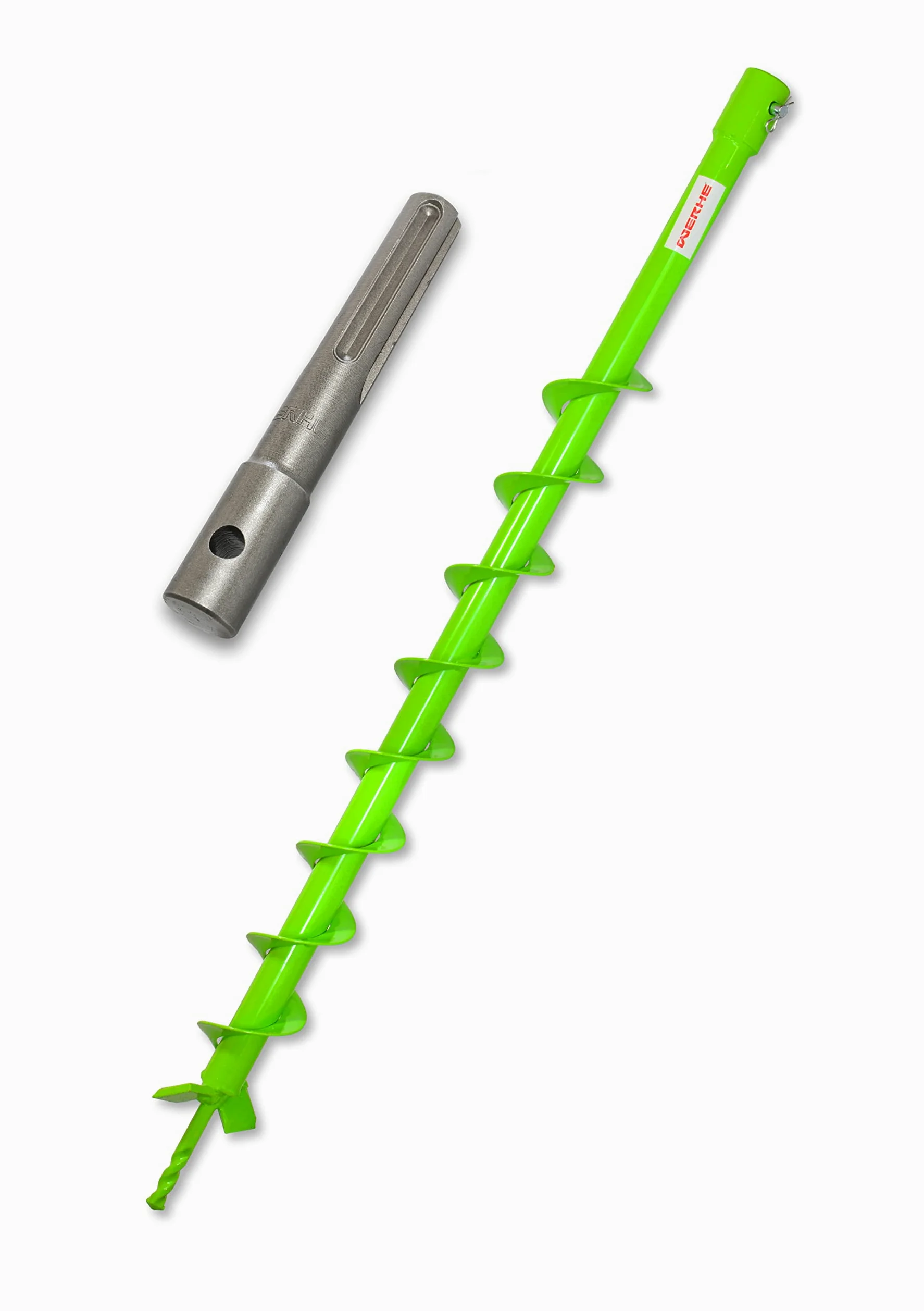 WERHE świder ziemny 60 mm, długość 800 mm, adapter SDS Max | grot centrujący do dokładnych otworów, głębokość robocza 760 mm, uchwyt 20 mm, waga 3,5 kg, w zestawie zawleczka