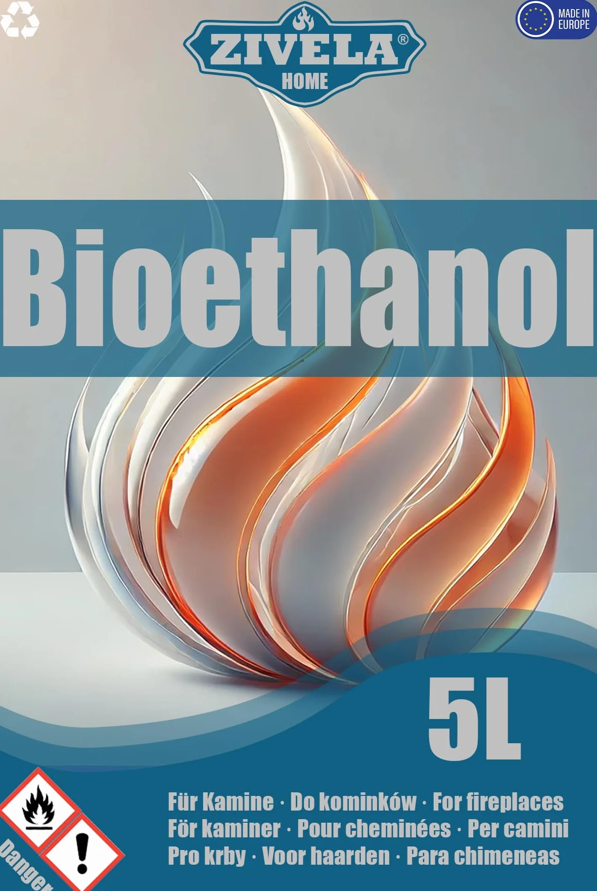 Bioetanol 96,6% 20 l 4 x 5 l bezzapachowy czyste spalanie do kominka